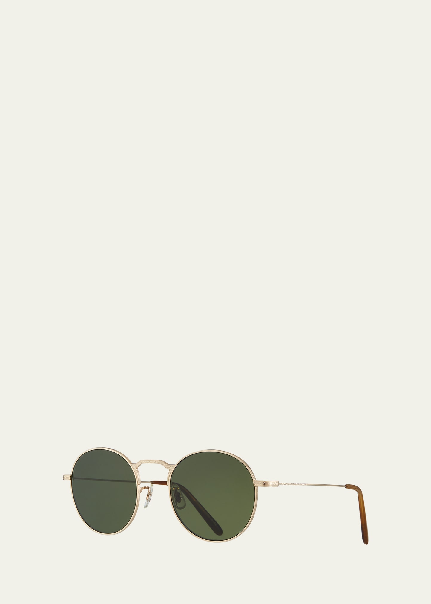 Shop Oliver Peoples Men's Weslie Sun Polarized Titanium Round Sunglasses In Green