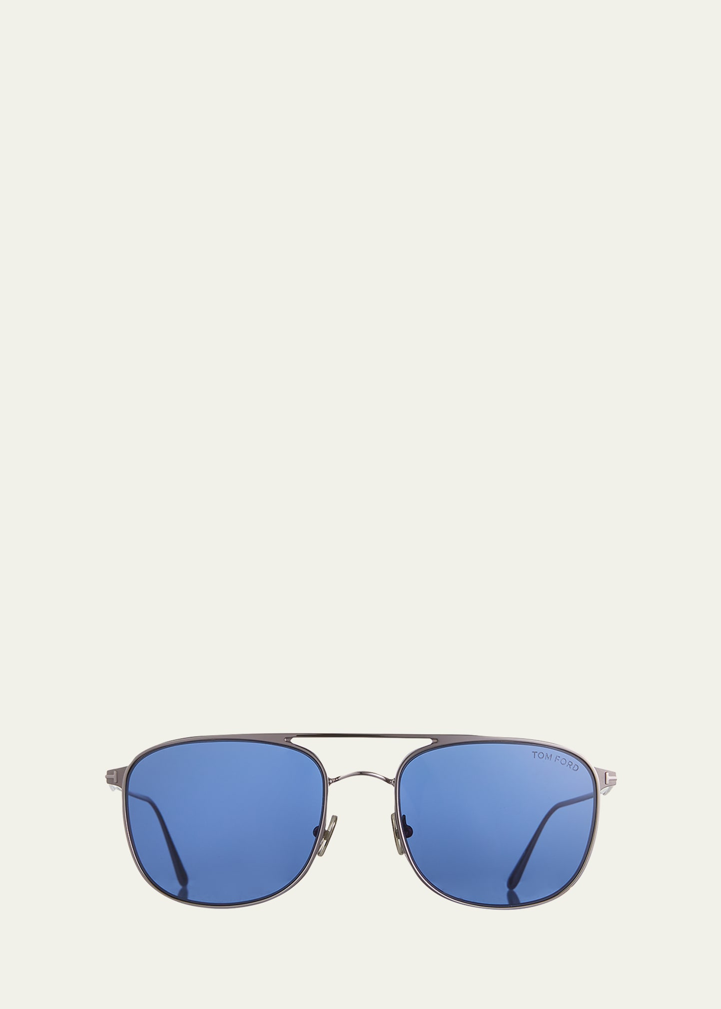 Tom Ford Men's Jake Round Metal Double-bridge Sunglasses In Blue
