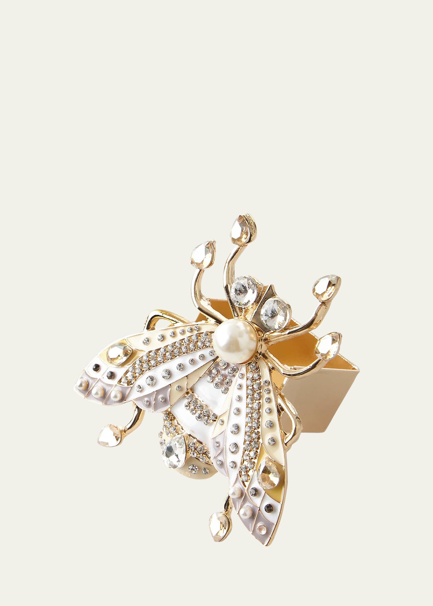 Kim Seybert Glam Fly Napkin Rings, Set Of 4 In Ivory/gold/silver