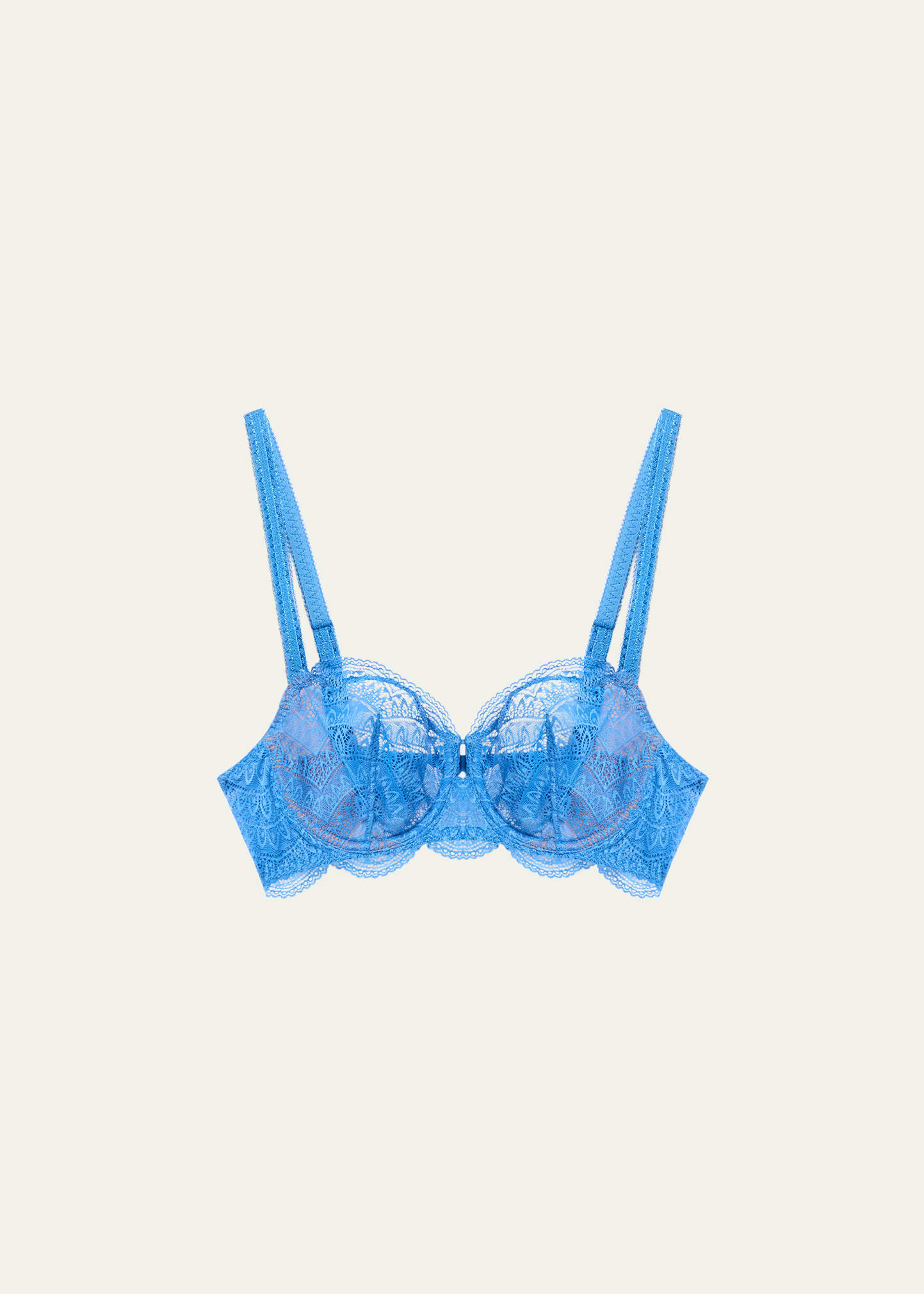 Simone Perele Karma Demi-cup Convertible Lace Bra In Myosotis Blue