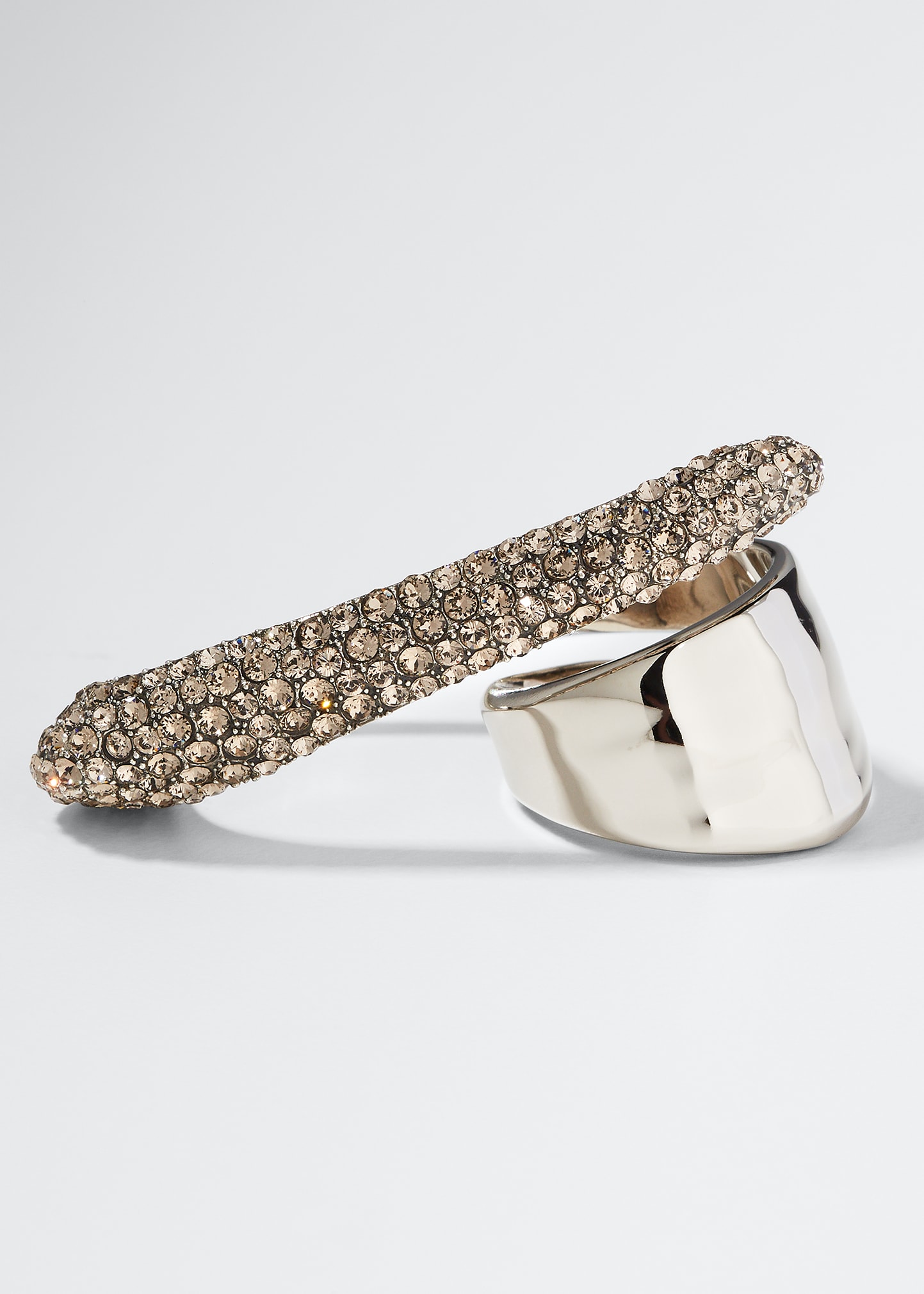 Alexander Mcqueen Pave Sculptural Double Ring In Blue Silve | ModeSens