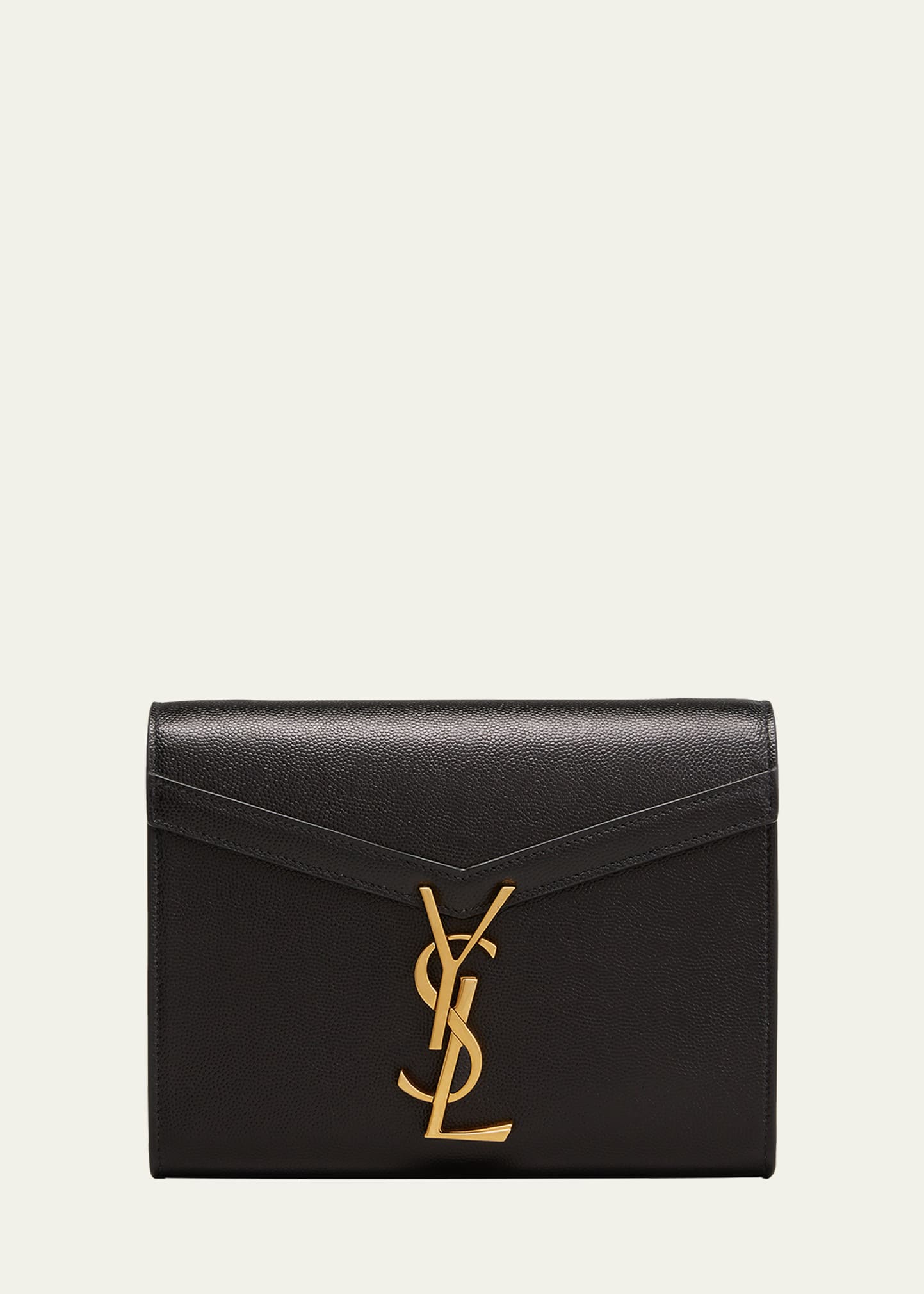 SAINT LAURENT Grain De Poudre Monogram Cassandra Chain Wallet Black 1276147