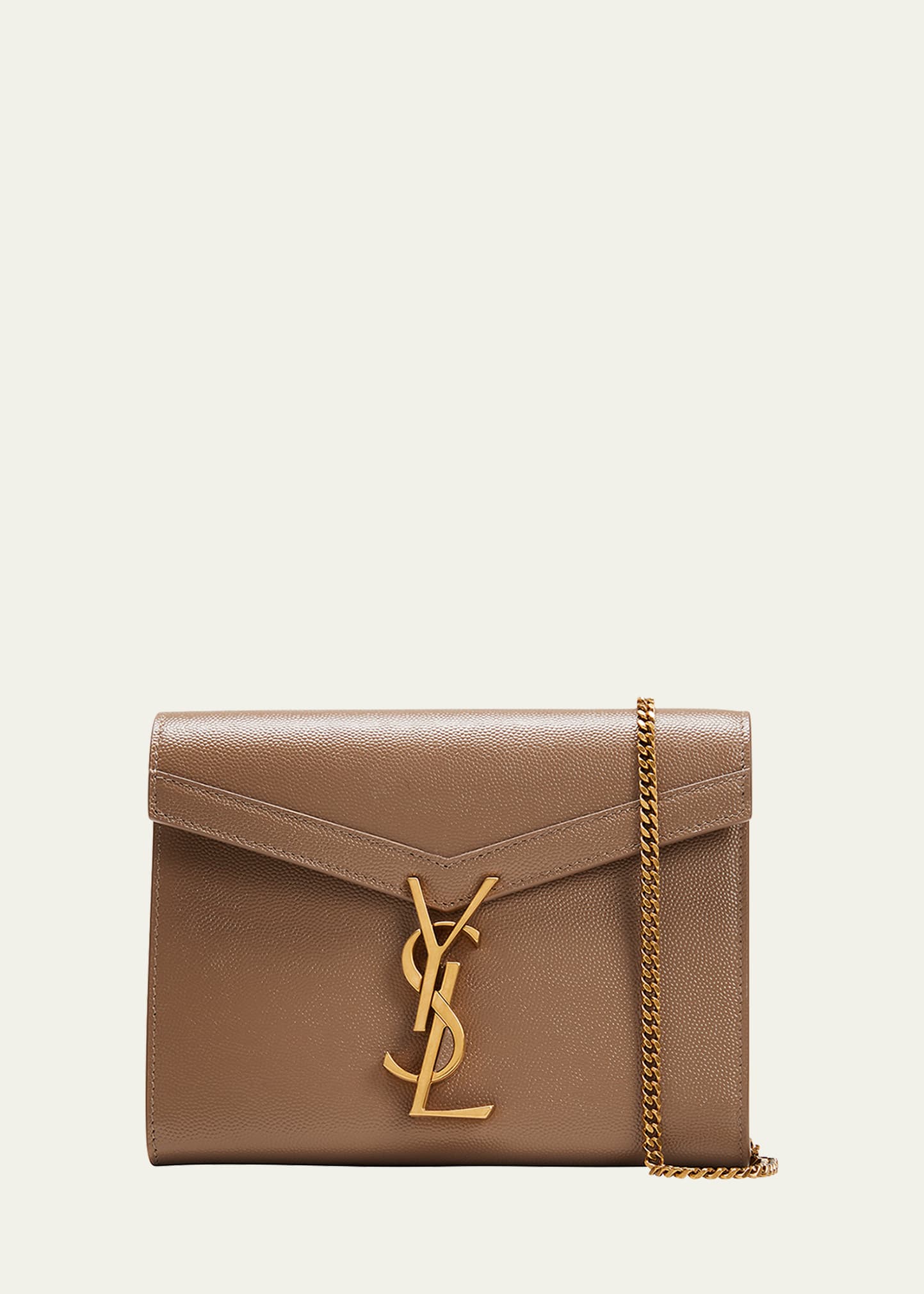 Saint Laurent Women's Cassandra Chain Wallet - Taupe Black One-Size