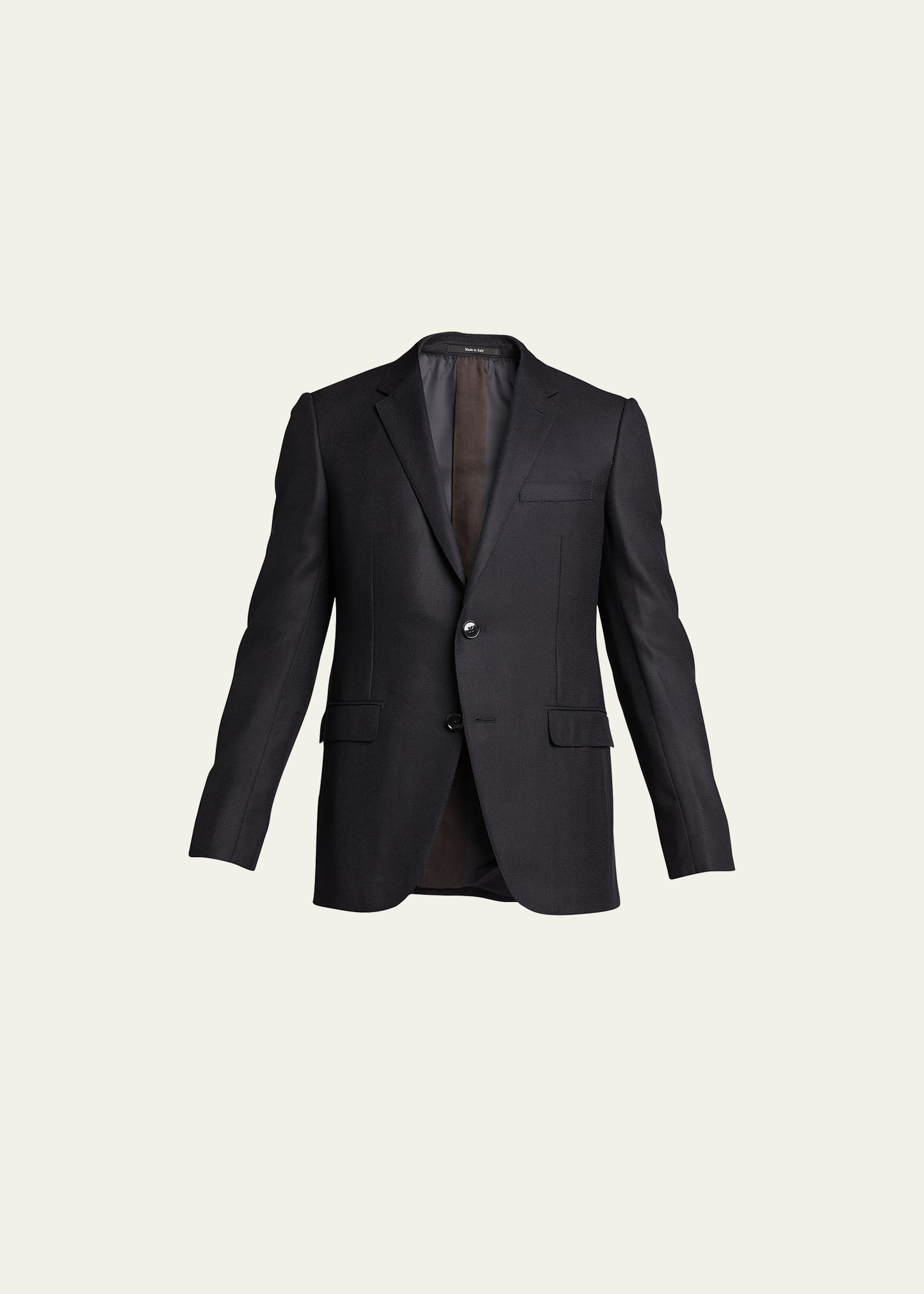 Zegna Men's Textured Wool Blazer In Black Solid