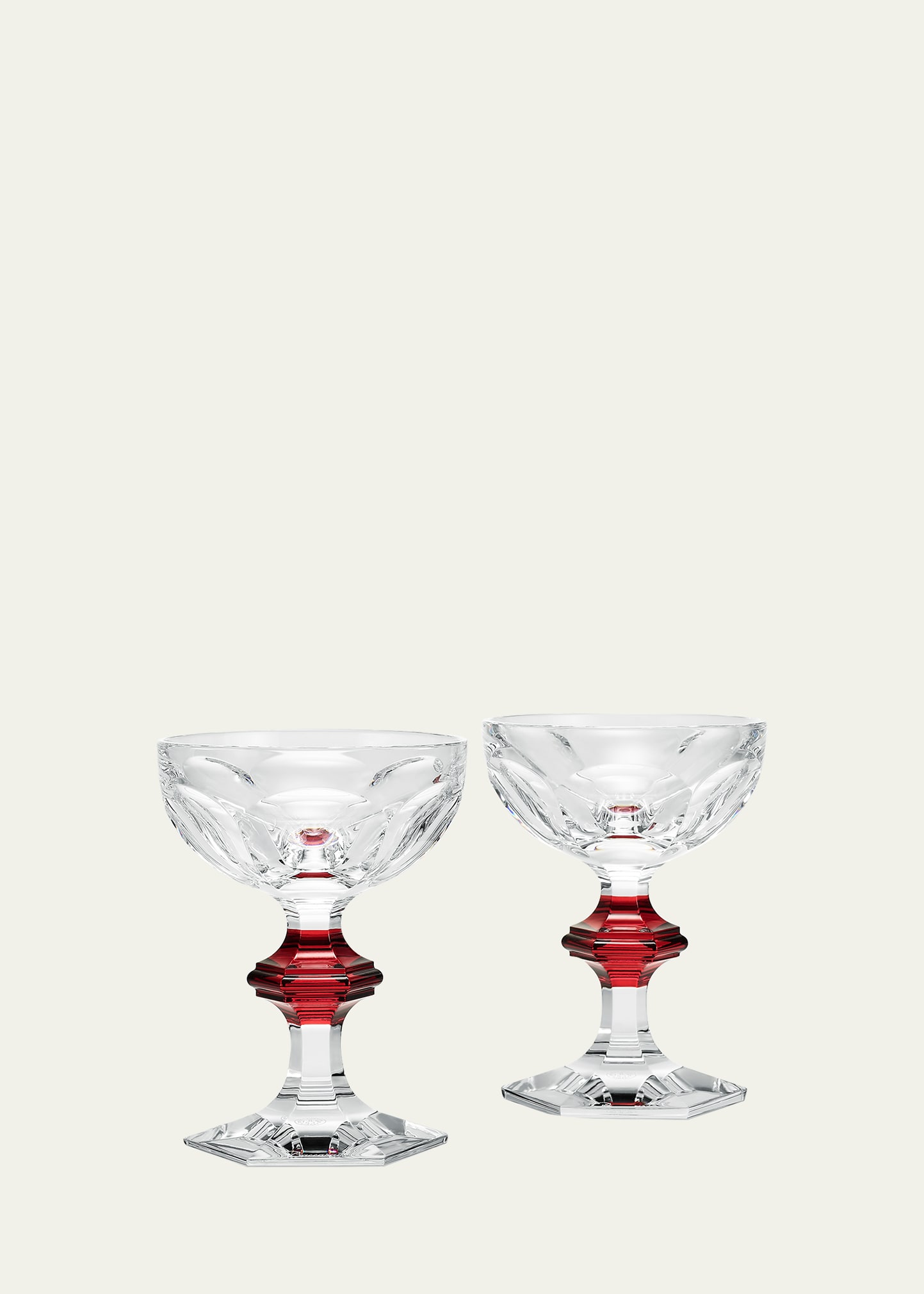 Harcourt Coupe Red Knob Glasses, Set of 2