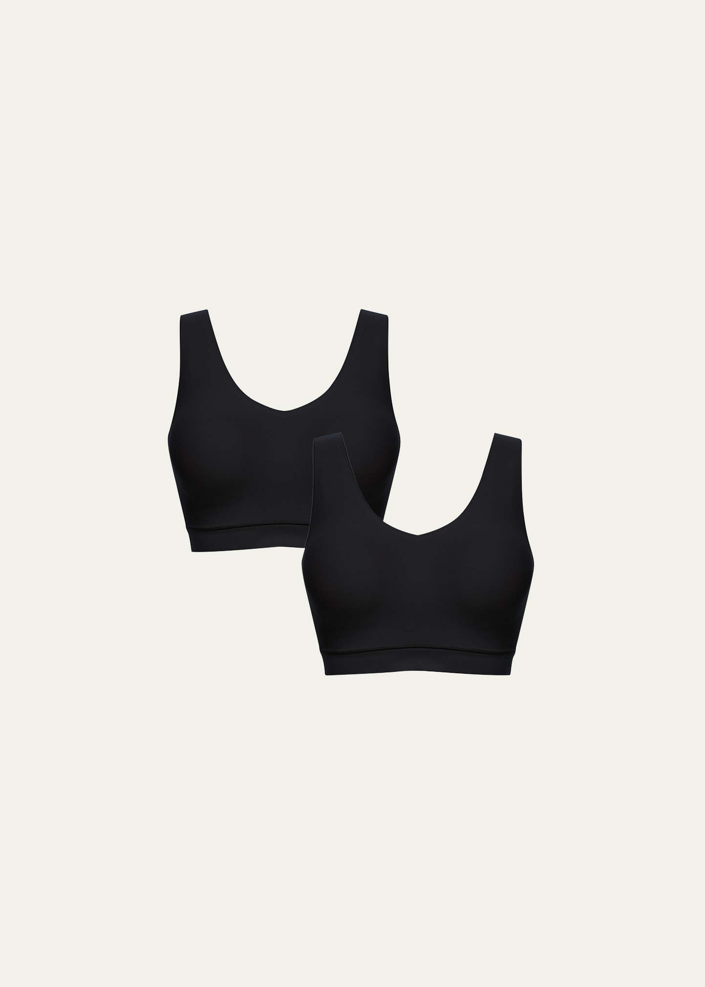 Shop Chantelle Soft Stretch Padded V-neck Bra Top, 2-pack In Black