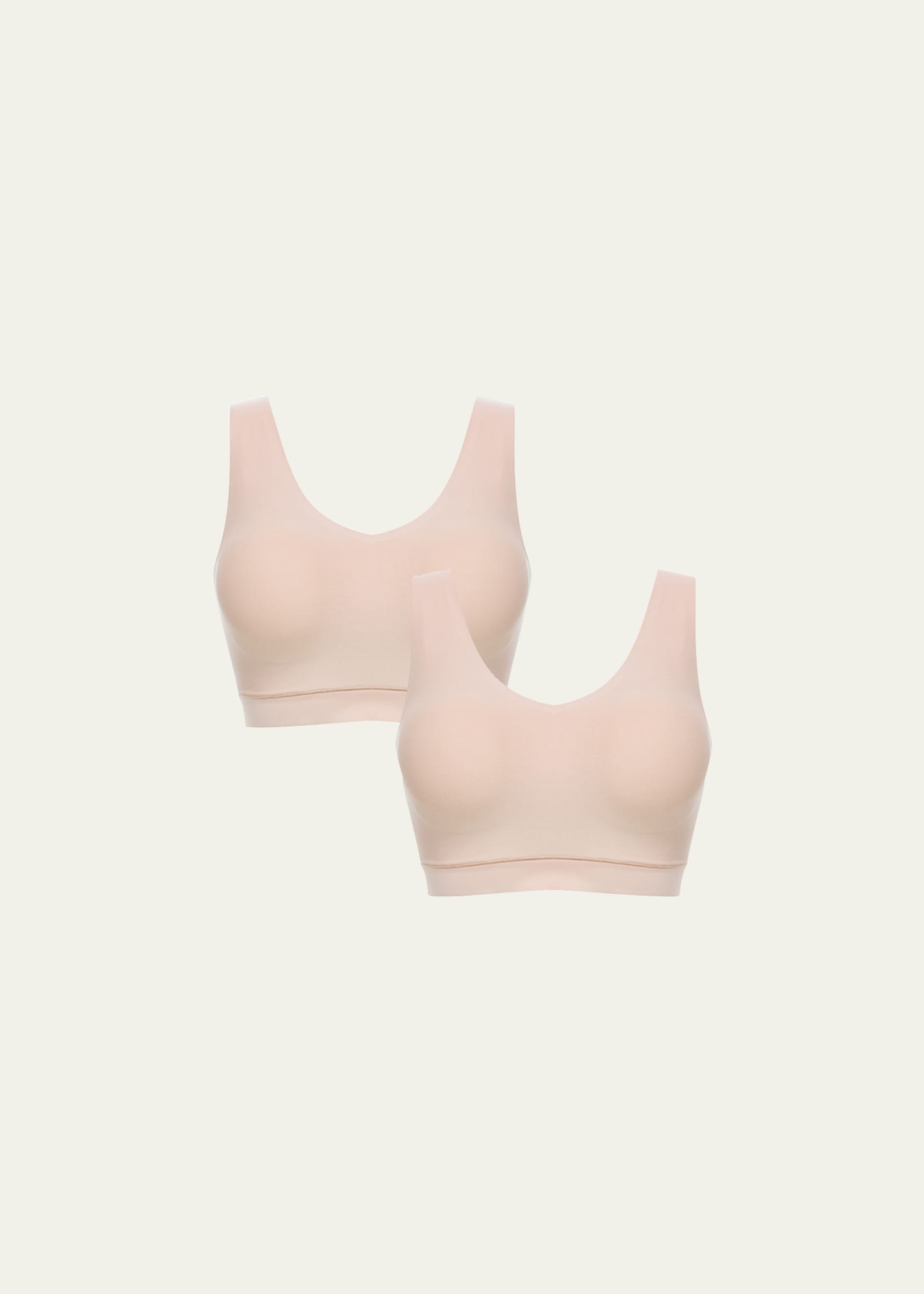 Shop Chantelle Soft Stretch Padded V-neck Bra Top, 2-pack In Ultra Nude
