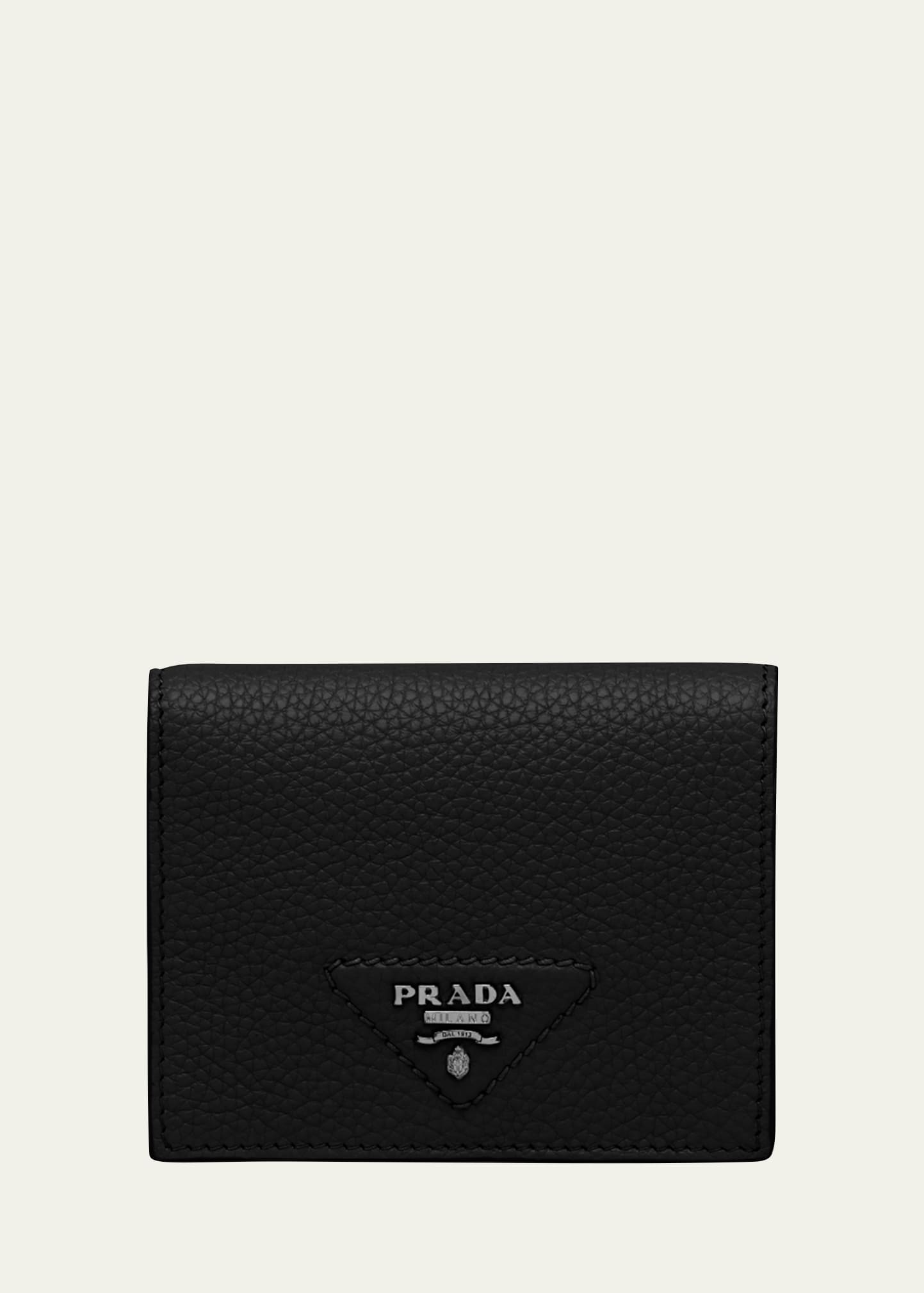 Prada Triangle-logo Saffiano Leather Wallet In F098l Caramel