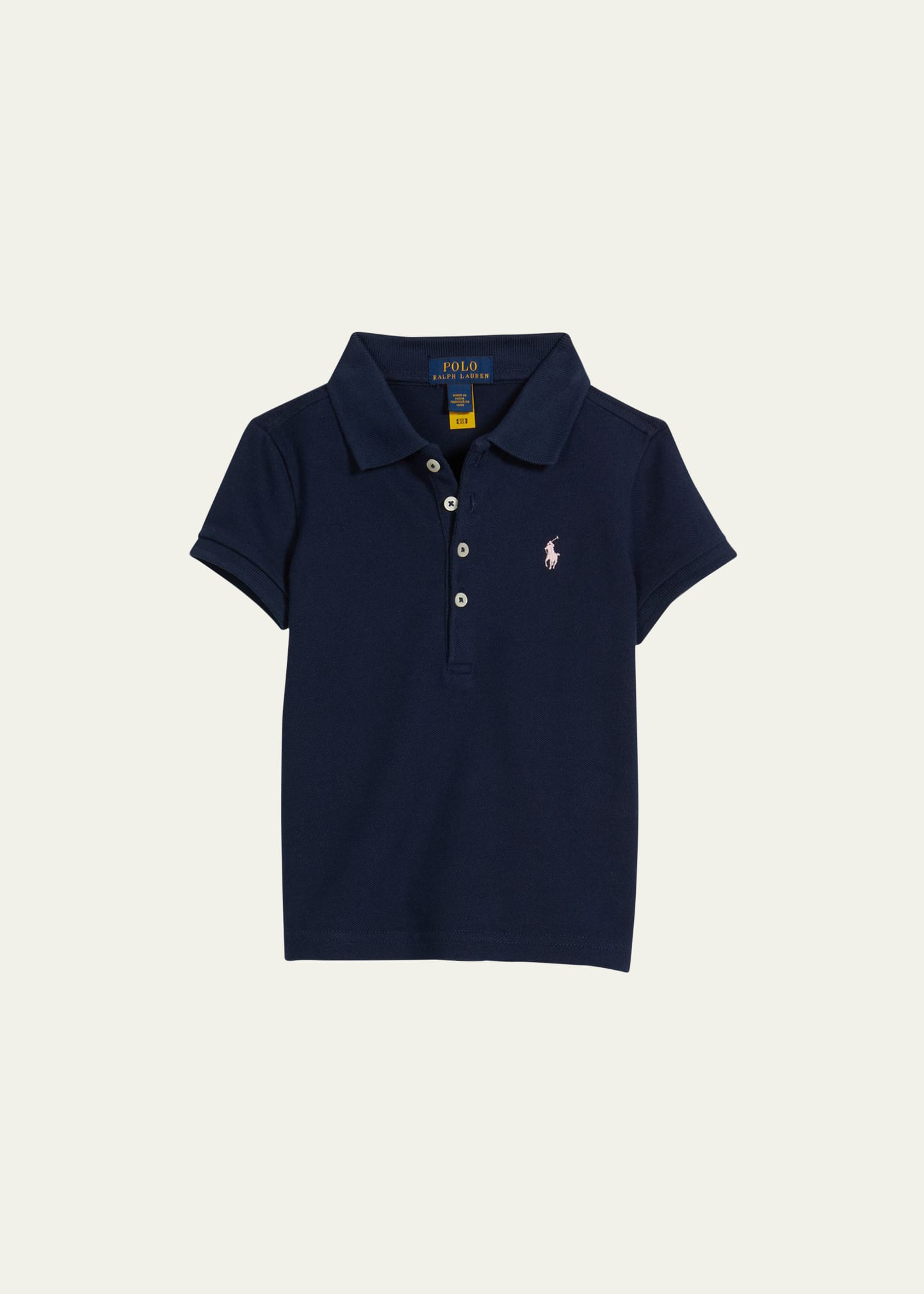 Polo Ralph Lauren Girl's Logo Embroidered Short-sleeve Polo Shirt In French Navy