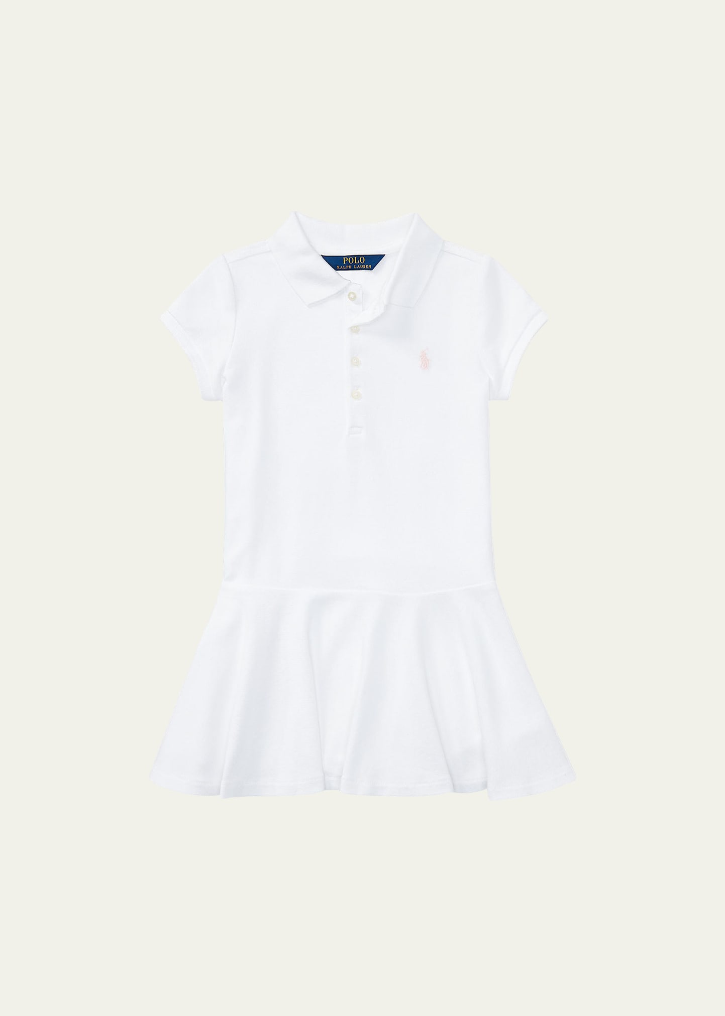 Girl's Short-Sleeve Knit Drop-Waist Polo Dress, Size 2-4