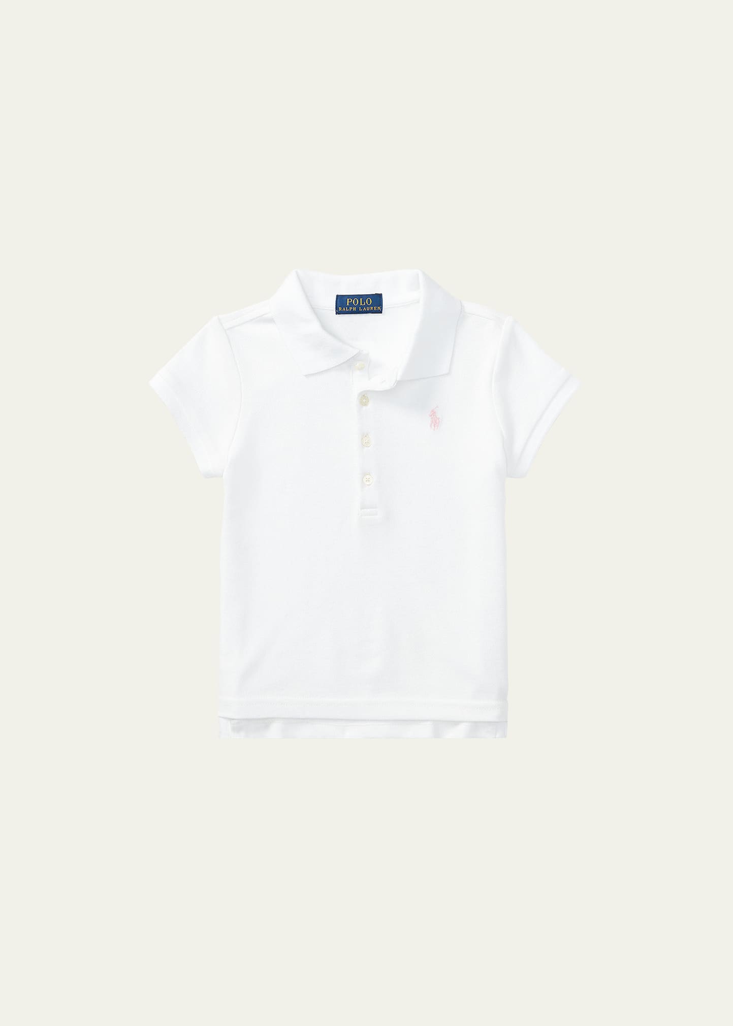 Ralph Lauren Kids' Girl's Logo Embroidered Short-sleeve Polo Shirt In White