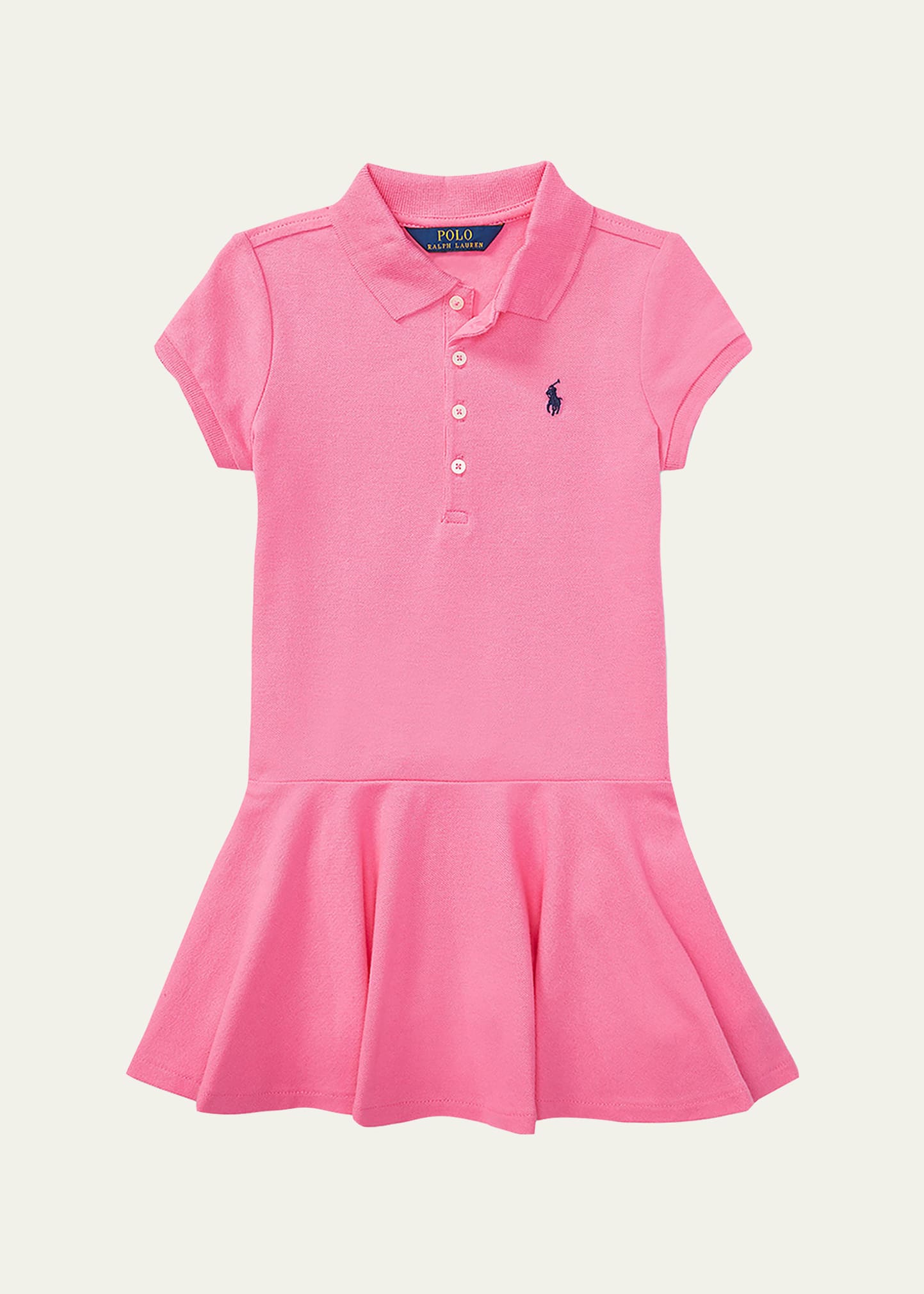 Girl's Stretch Cotton Mesh Polo Dress, Size 2-4