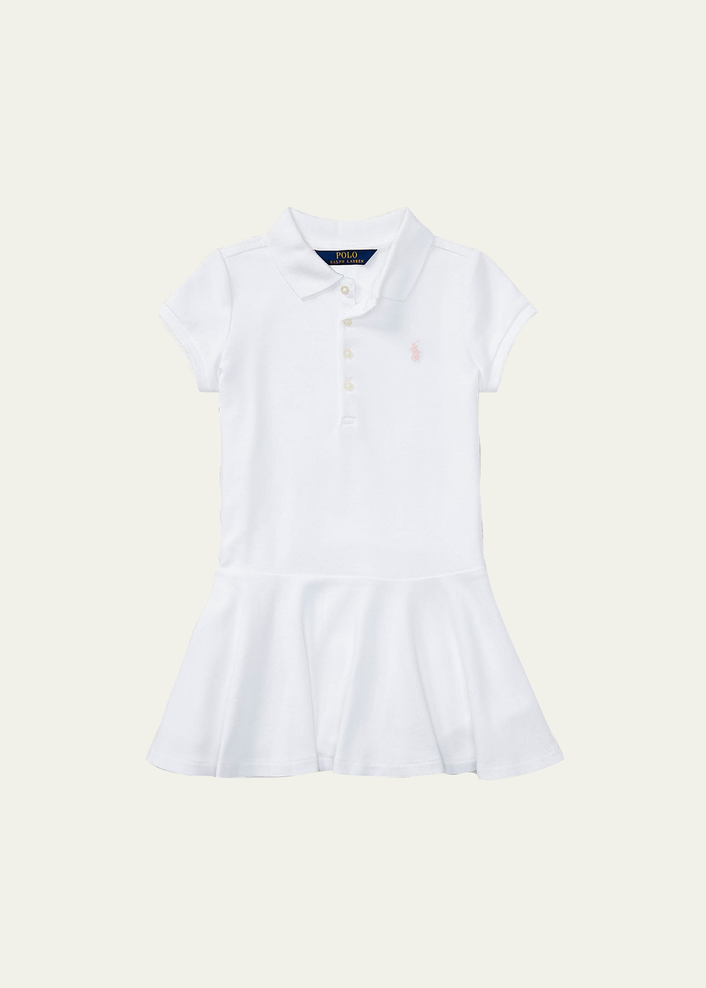 Girl's Short-Sleeve Knit Drop-Waist Polo Dress, Size 2-6X
