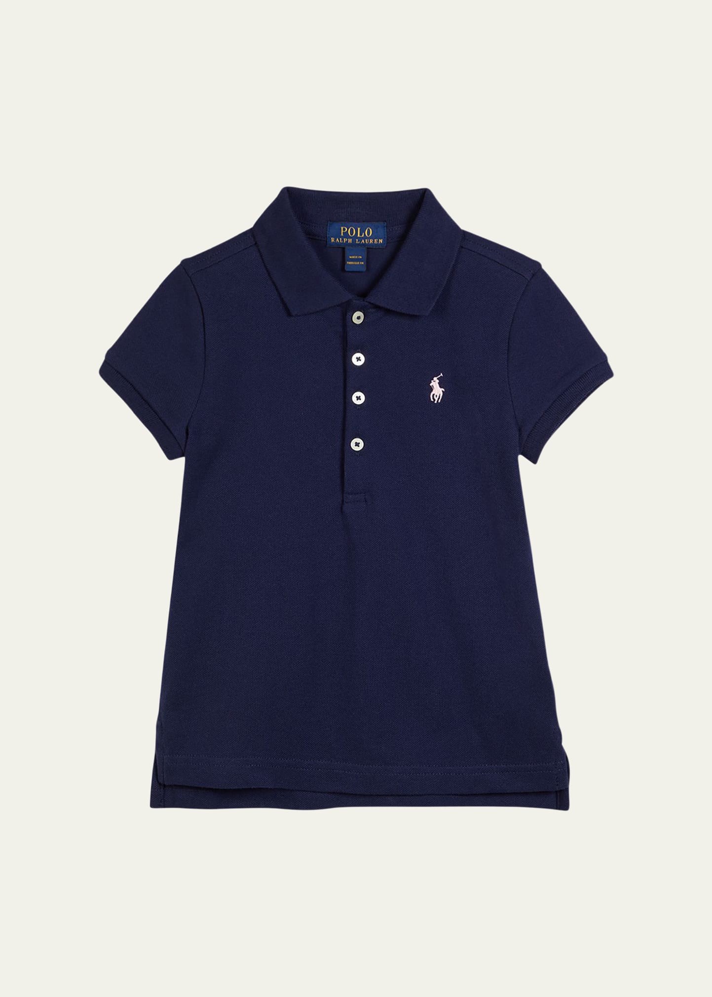 Ralph Lauren Kids' Girl's Logo Embroidered Short-sleeve Polo Shirt In French Navy