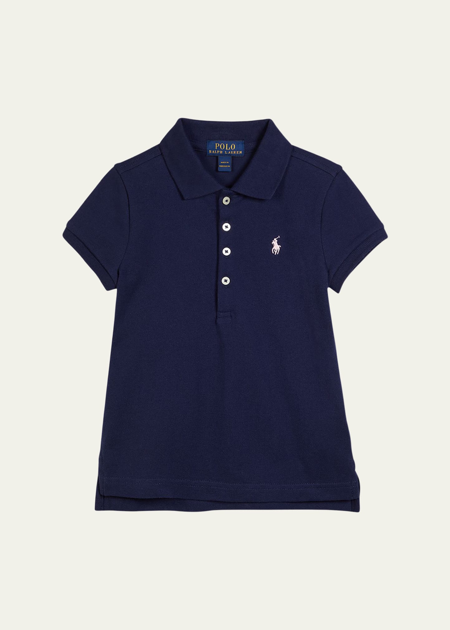 Polo Ralph Lauren Girl's Logo Embroidered Short-sleeve Polo Shirt In French Navy