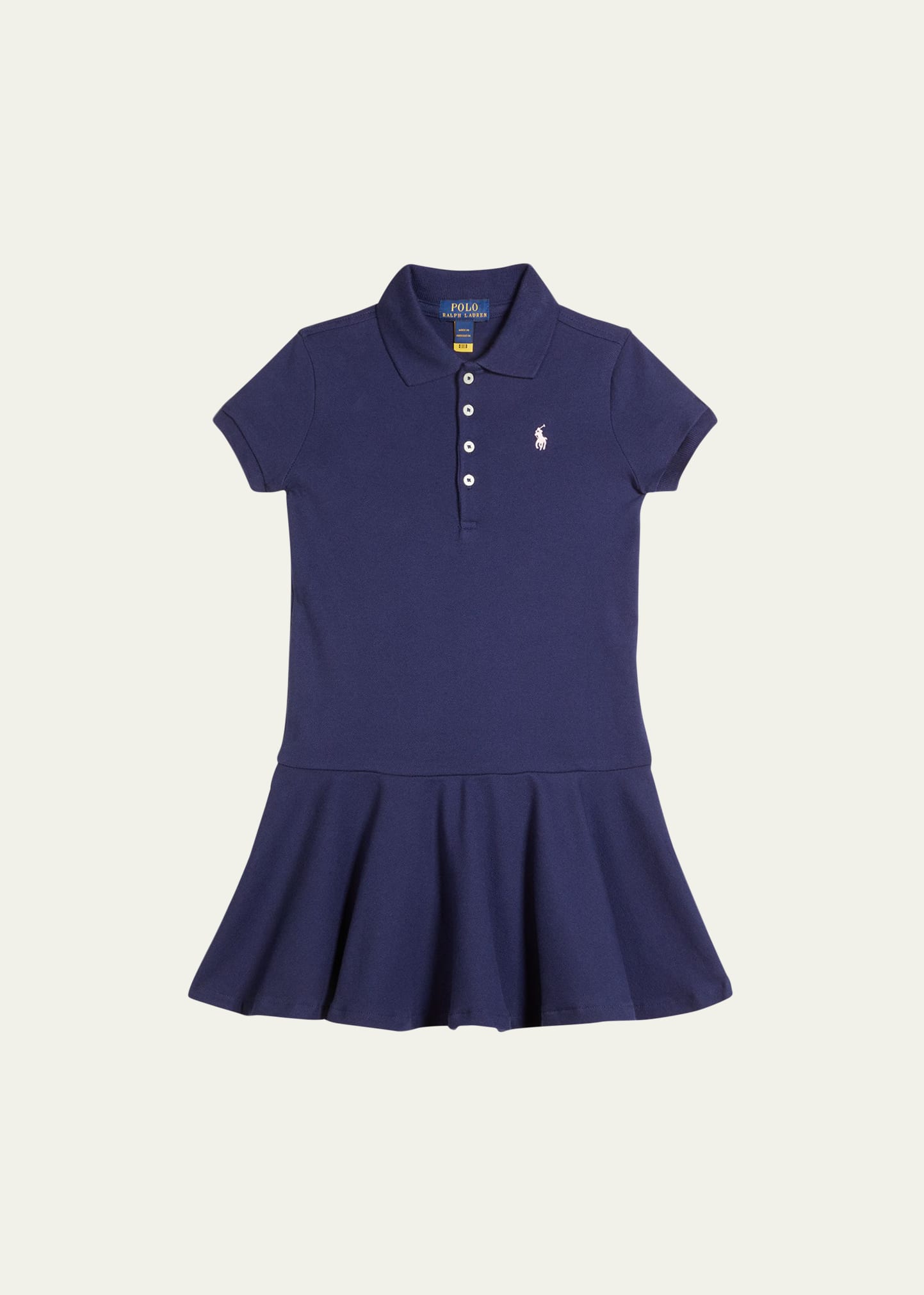 Girl's Logo Embroidered Drop-Waist Polo Dress, Size 2-6X