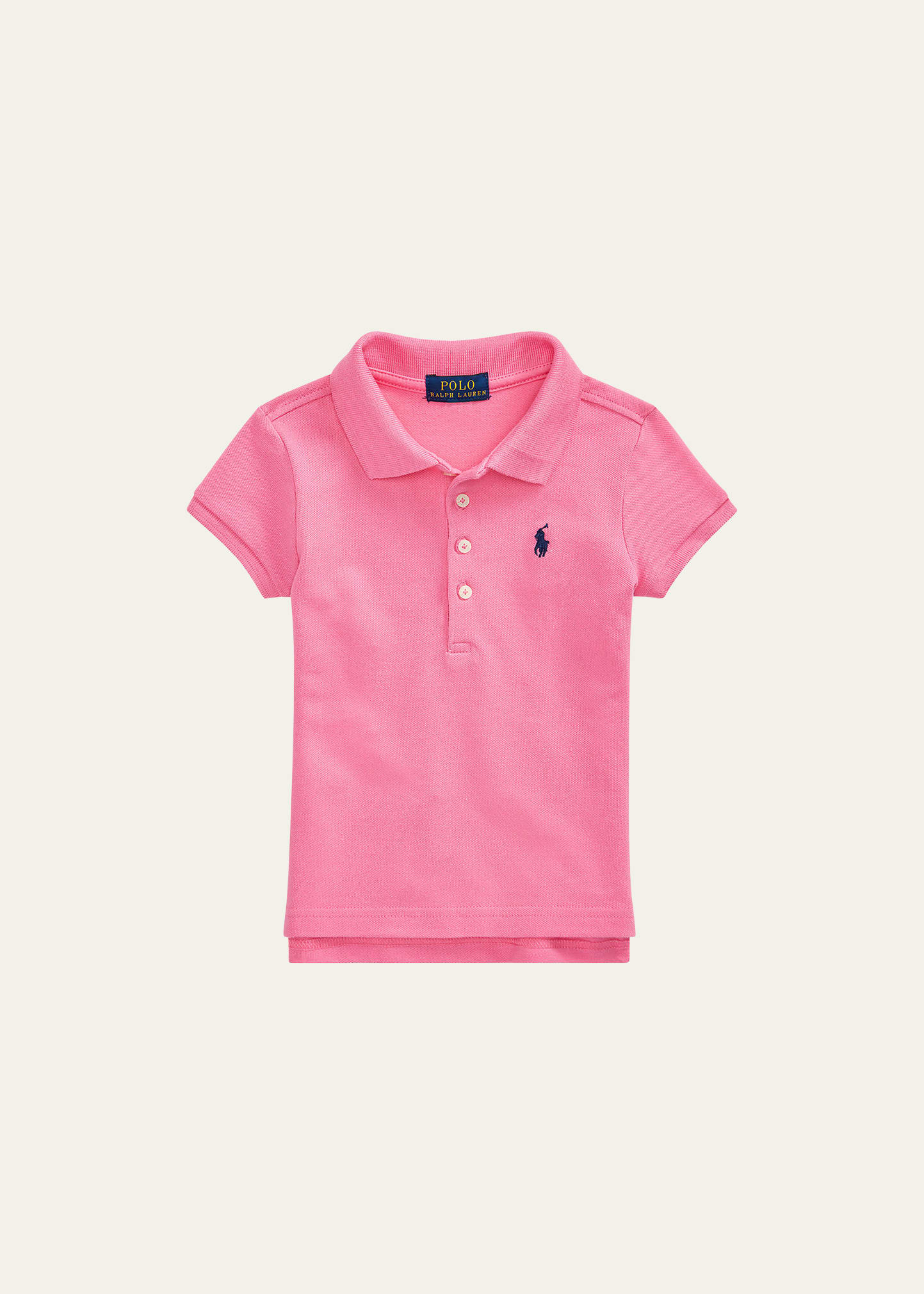Girl's Short-Sleeve Knit Polo Shirt, Size 2-4