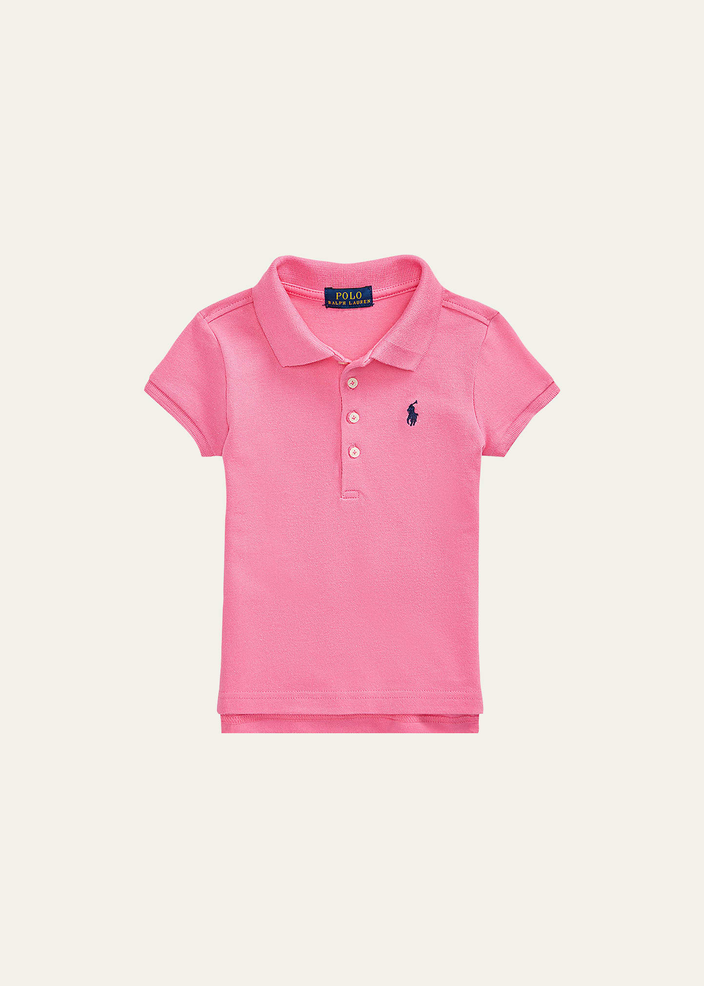Shop Ralph Lauren Girl's Logo Embroidered Short-sleeve Polo Shirt In Baja Pink