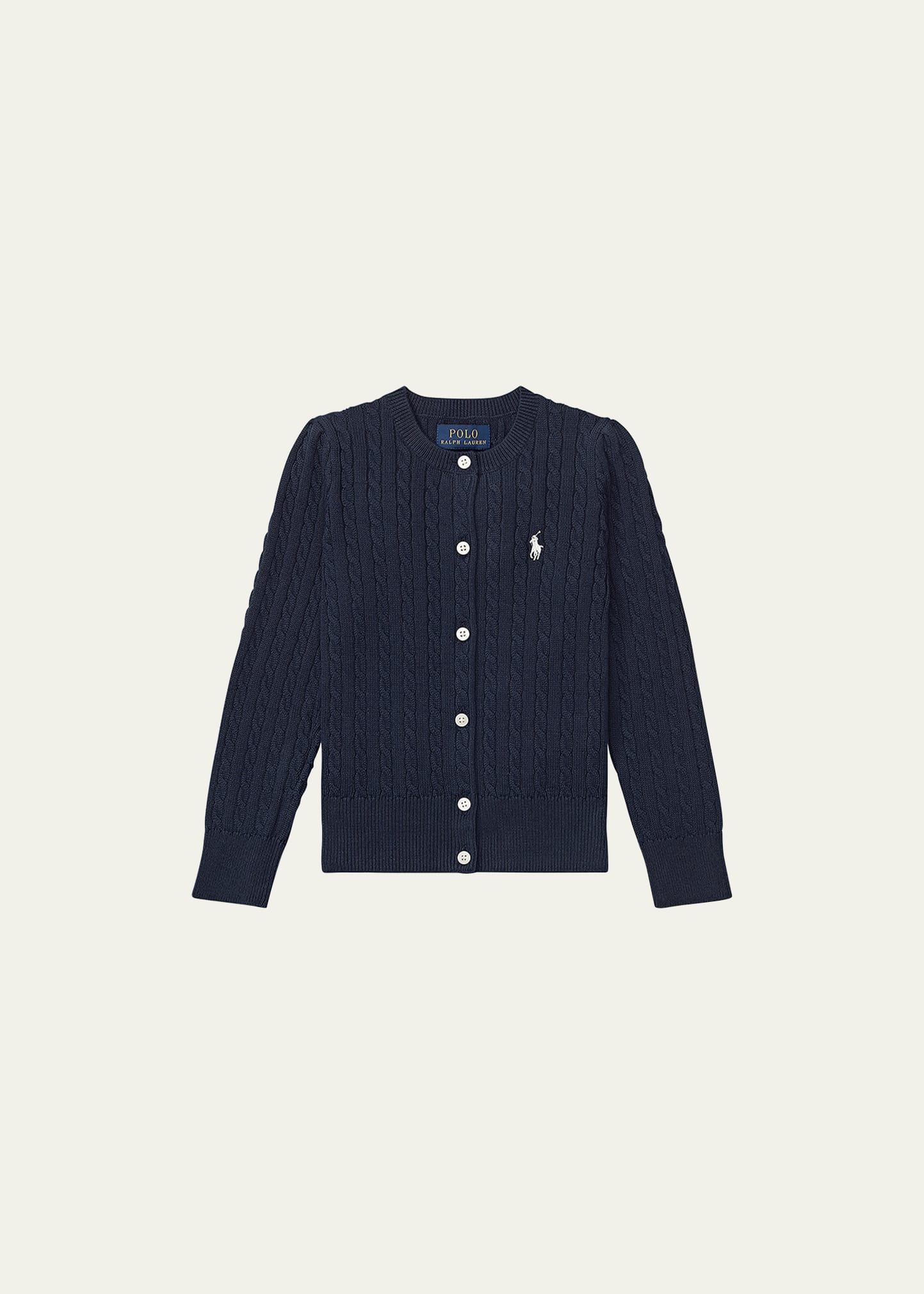 Shop Ralph Lauren Girl's Cable-knit Ribbed Cardigan In Navy Blue
