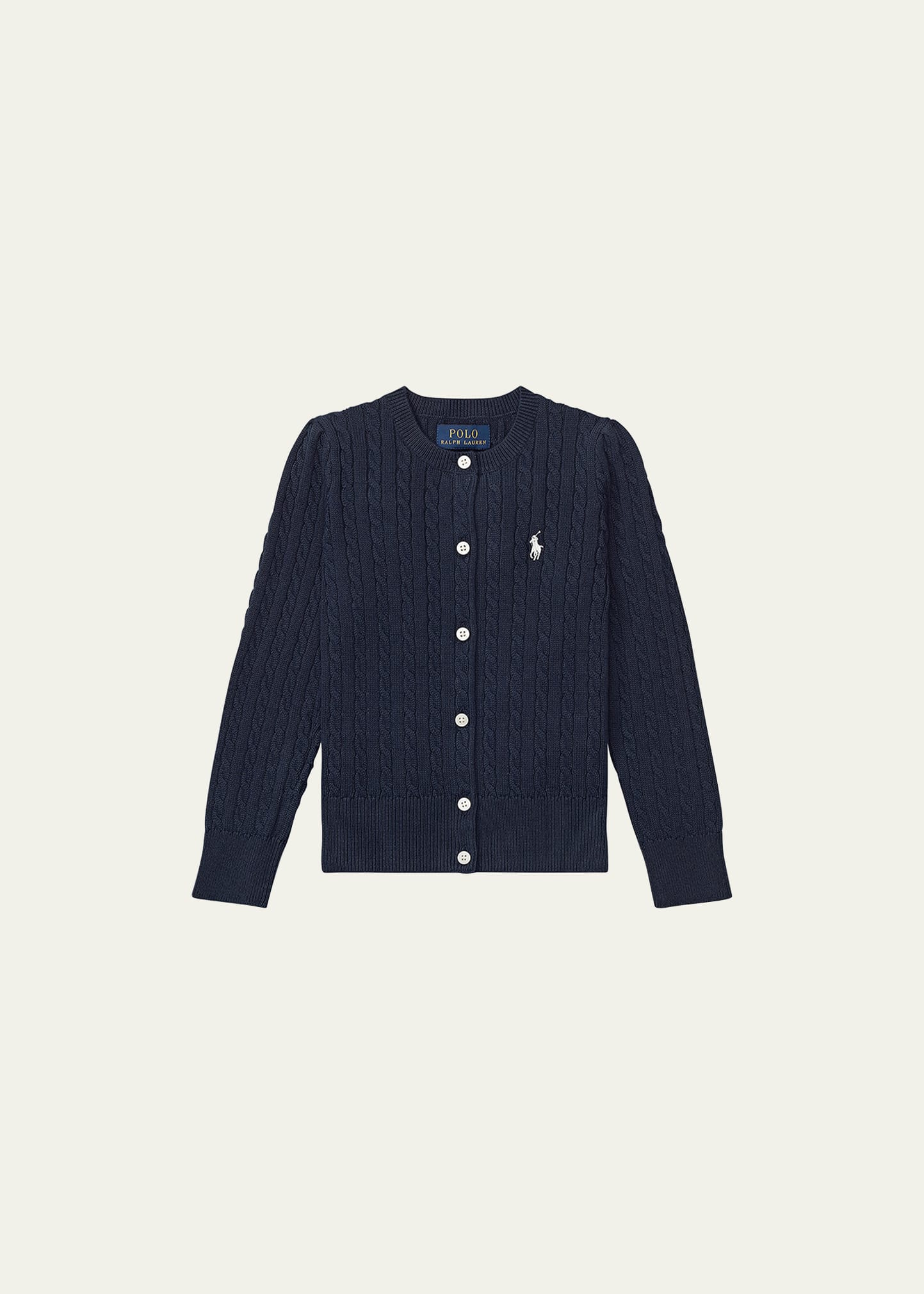 Polo Ralph Lauren Girls Blue Cotton Cable Knit Cardigan In Navy Blue
