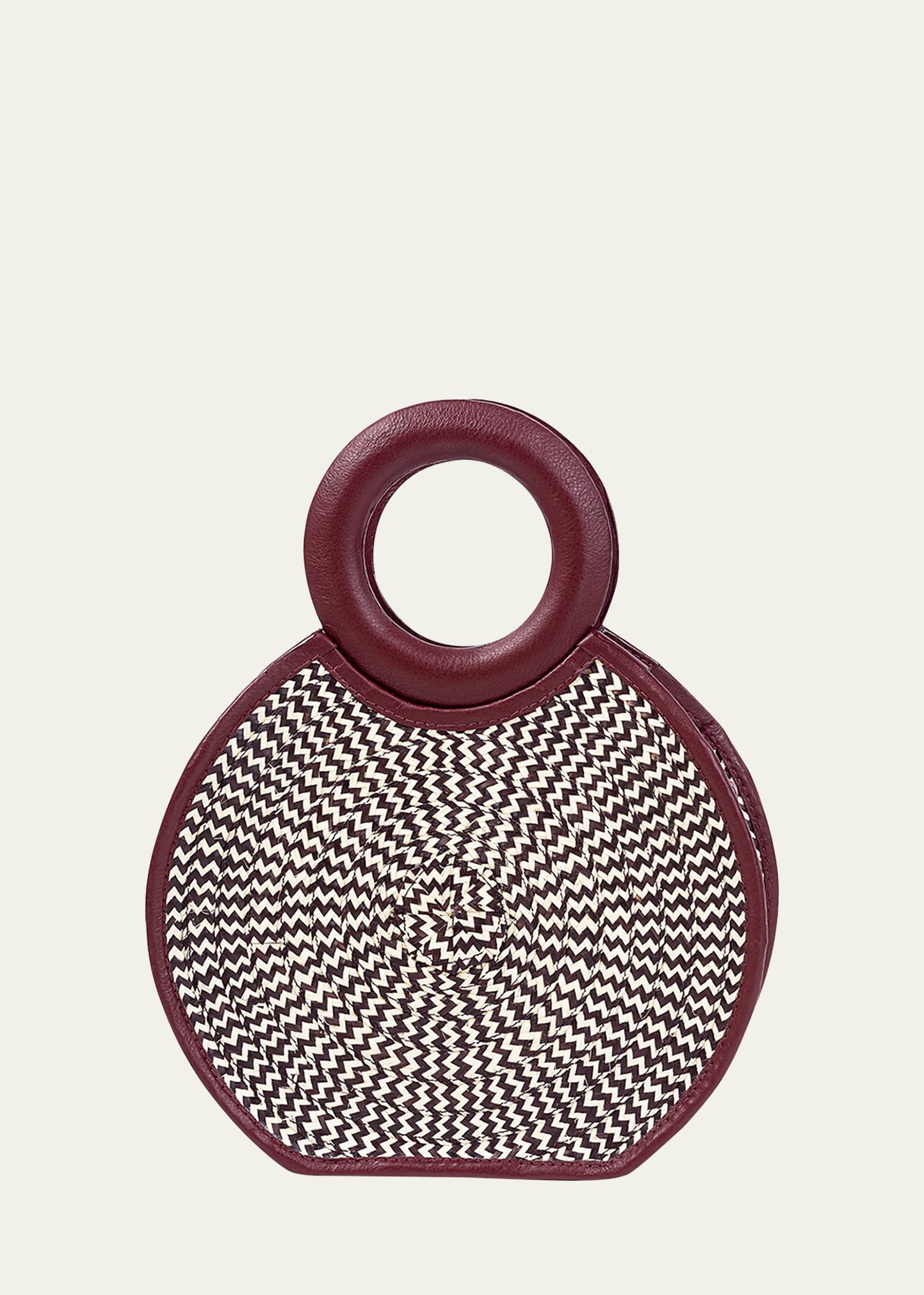 ADRIANA CASTRO Zenu Bicolor Woven Cana Flecha/Leather Top-Handle Bag