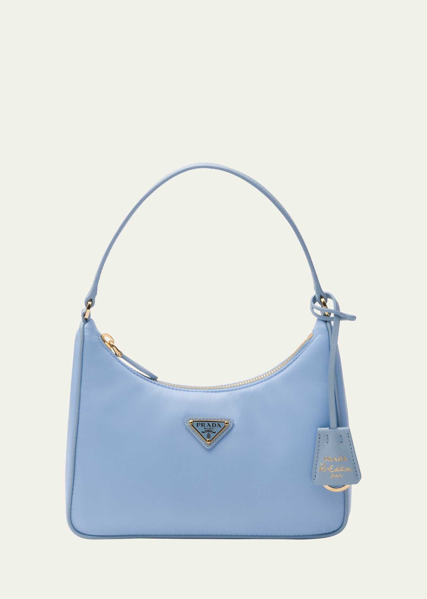 Prada Re-edition 2005 Nylon Pouch Shoulder Bag In F0emz Celeste 1