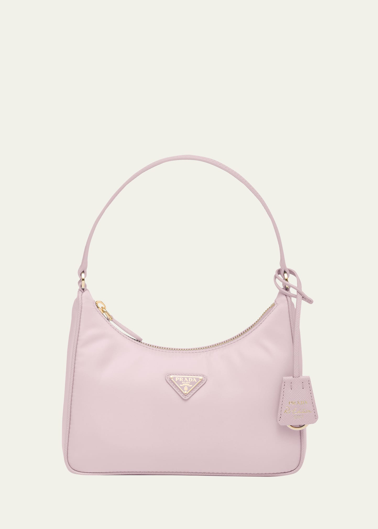Prada Re-edition 2005 Nylon Pouch Shoulder Bag In F0wzt Alabastro 1