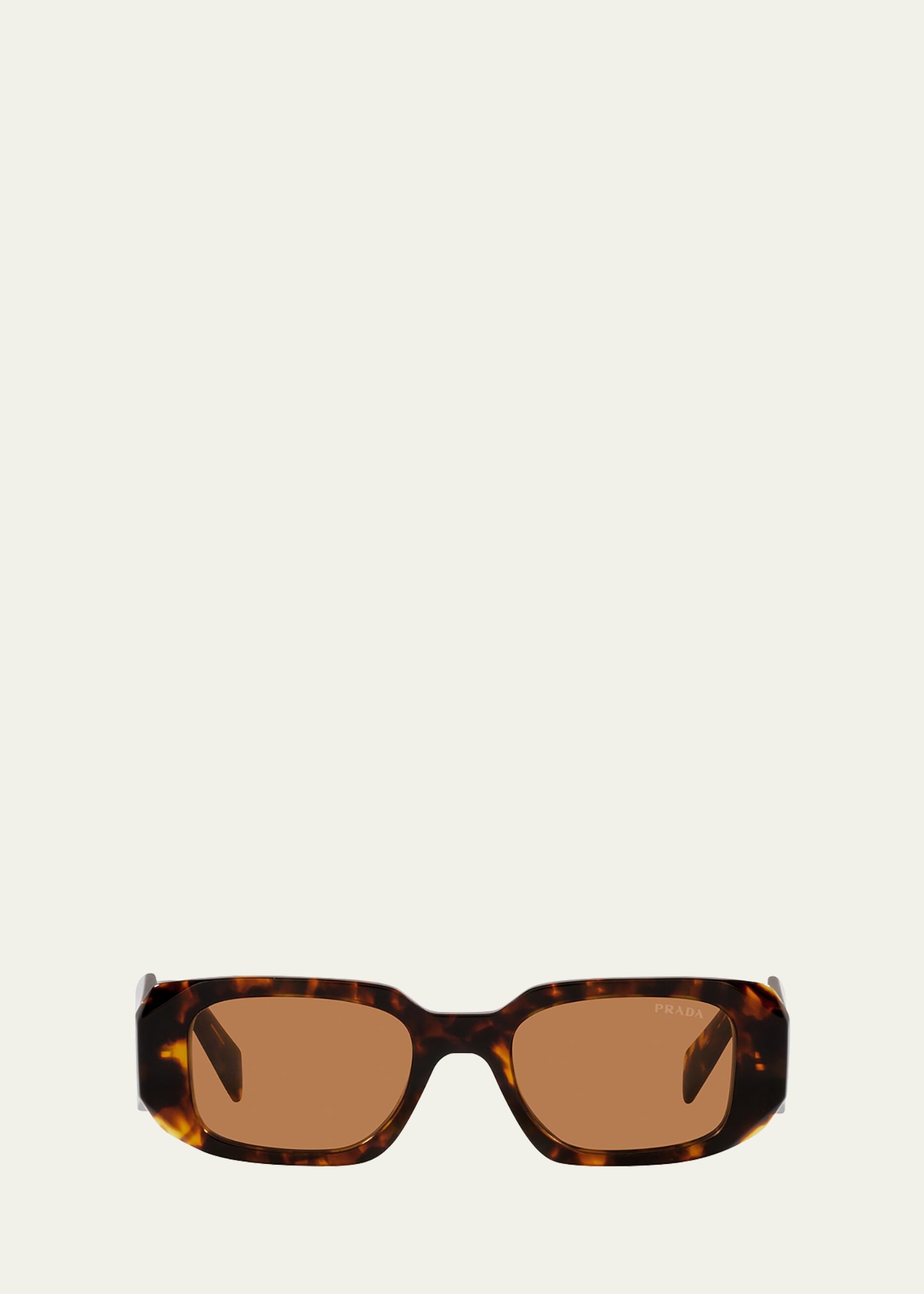 Shop Prada Rectangle Acetate Sunglasses In Tortoise
