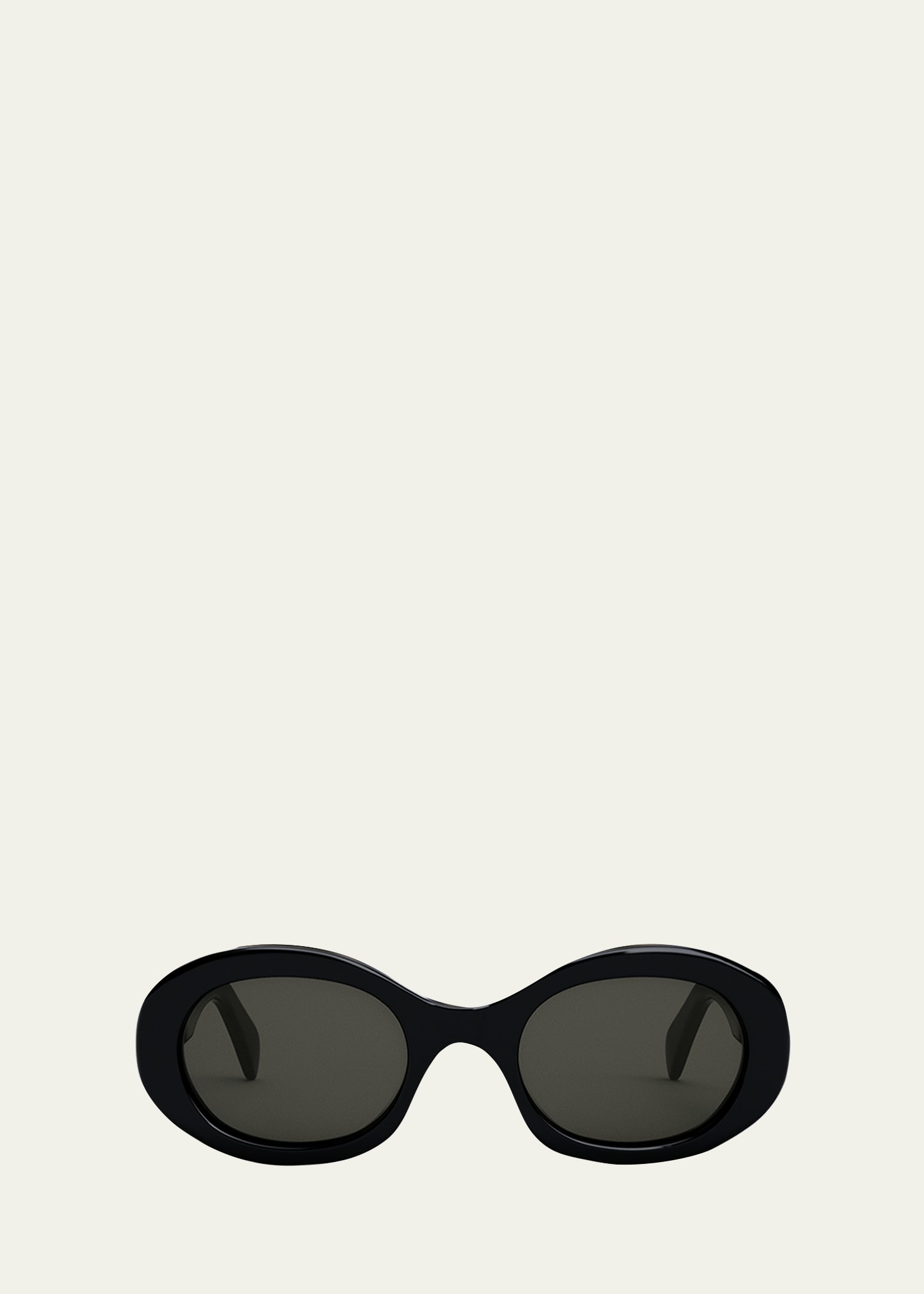 Celine Triomphe Logo Oval Acetate Sunglasses In Black | ModeSens