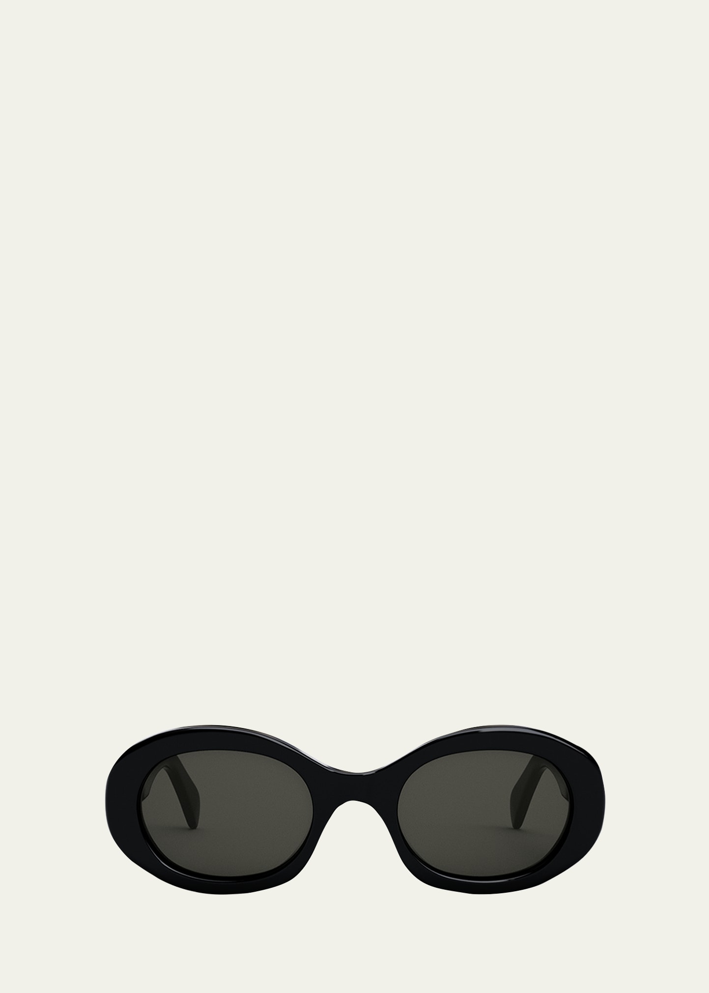 Celine Triomphe Logo Oval Acetate Sunglasses In 05a Black Smoke