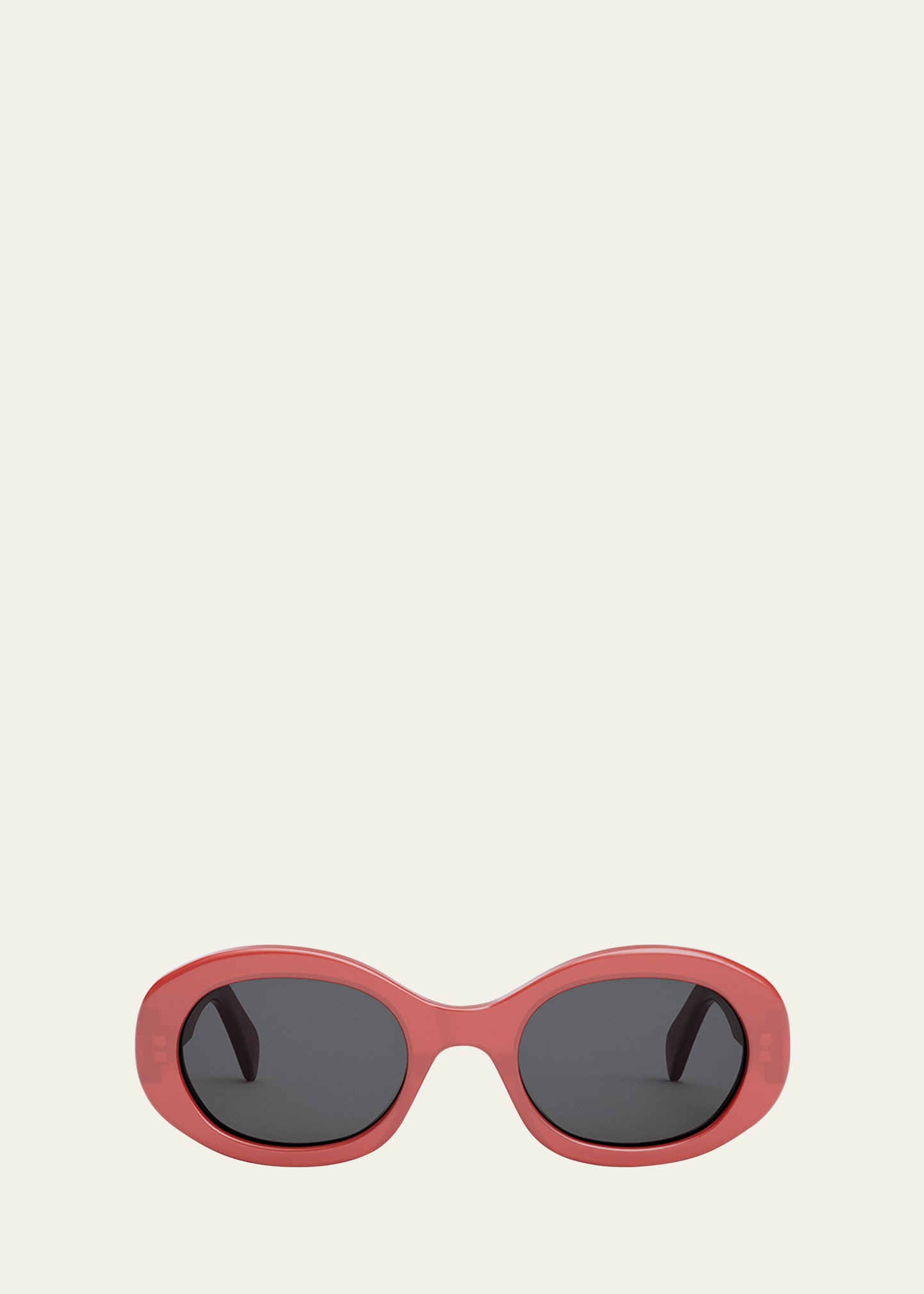 Celine Triomphe 52mm Oval Sunglasses In Shiny Red Smoke
