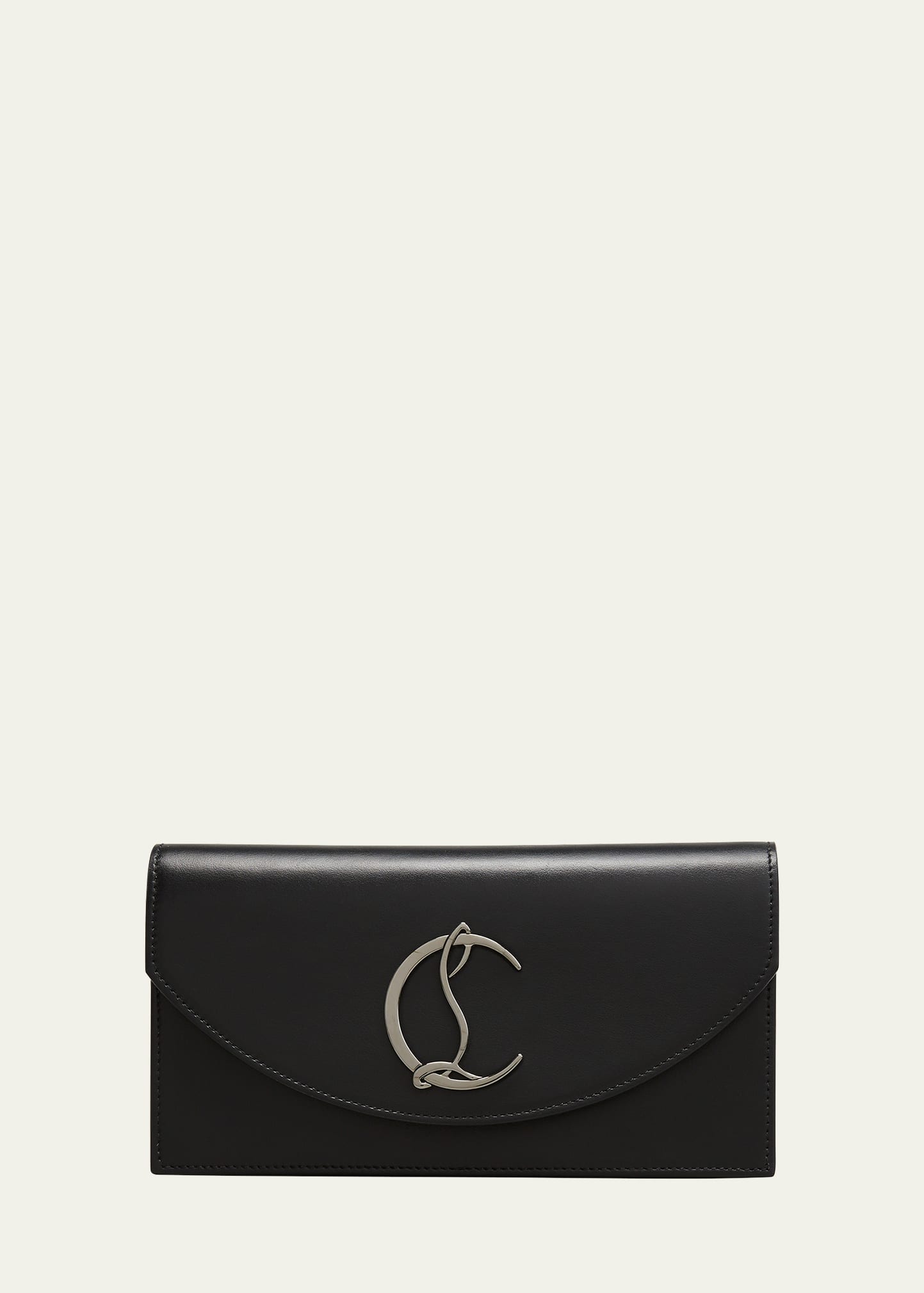 Christian Louboutin Loubi54 Calf Leather Clutch Shoulder Bag In Black/gunmetal