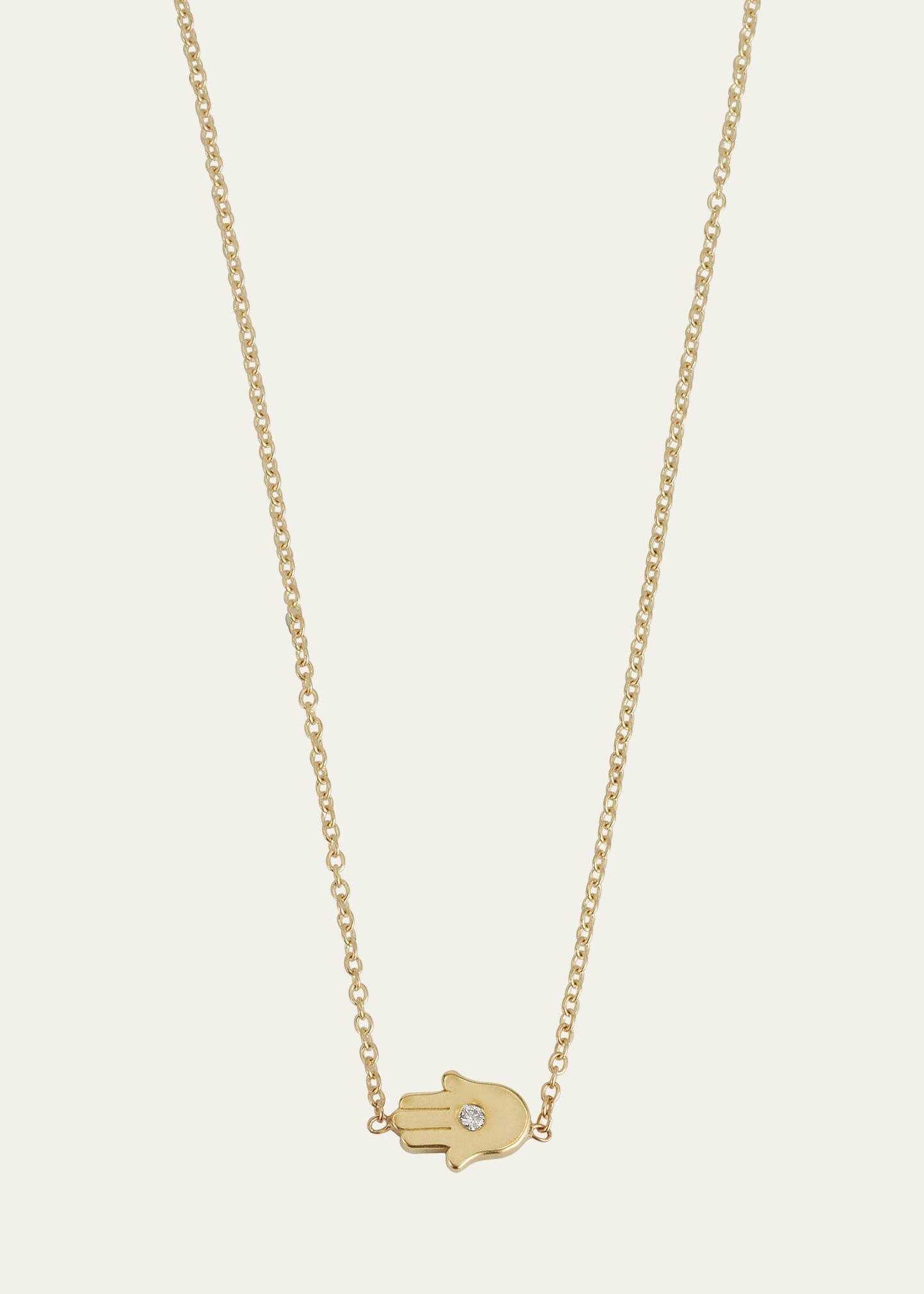18k Mini Hamsa Necklace with Diamond Accent