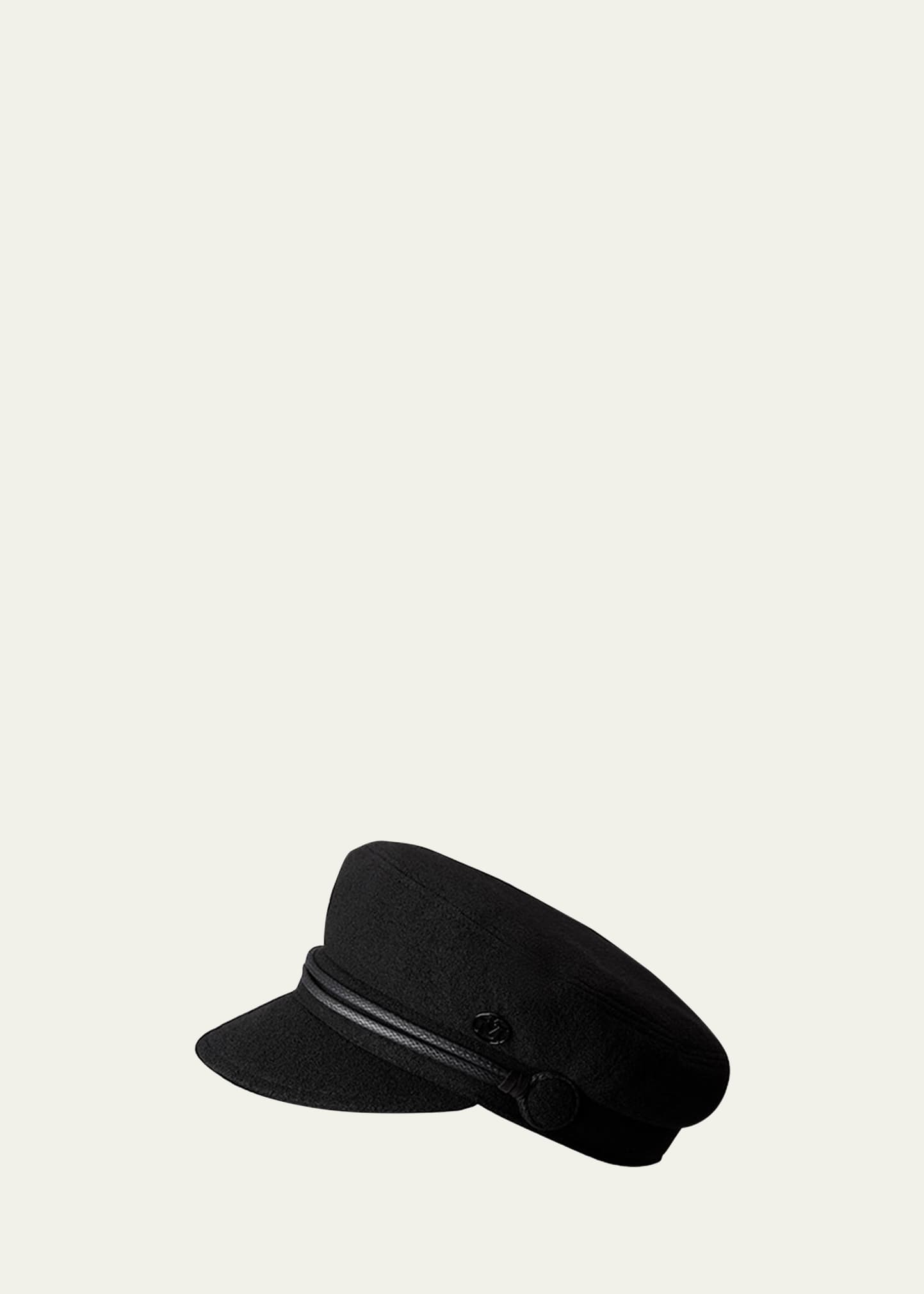 Maison Michel Abby Embellished Wool-felt Cap In Black
