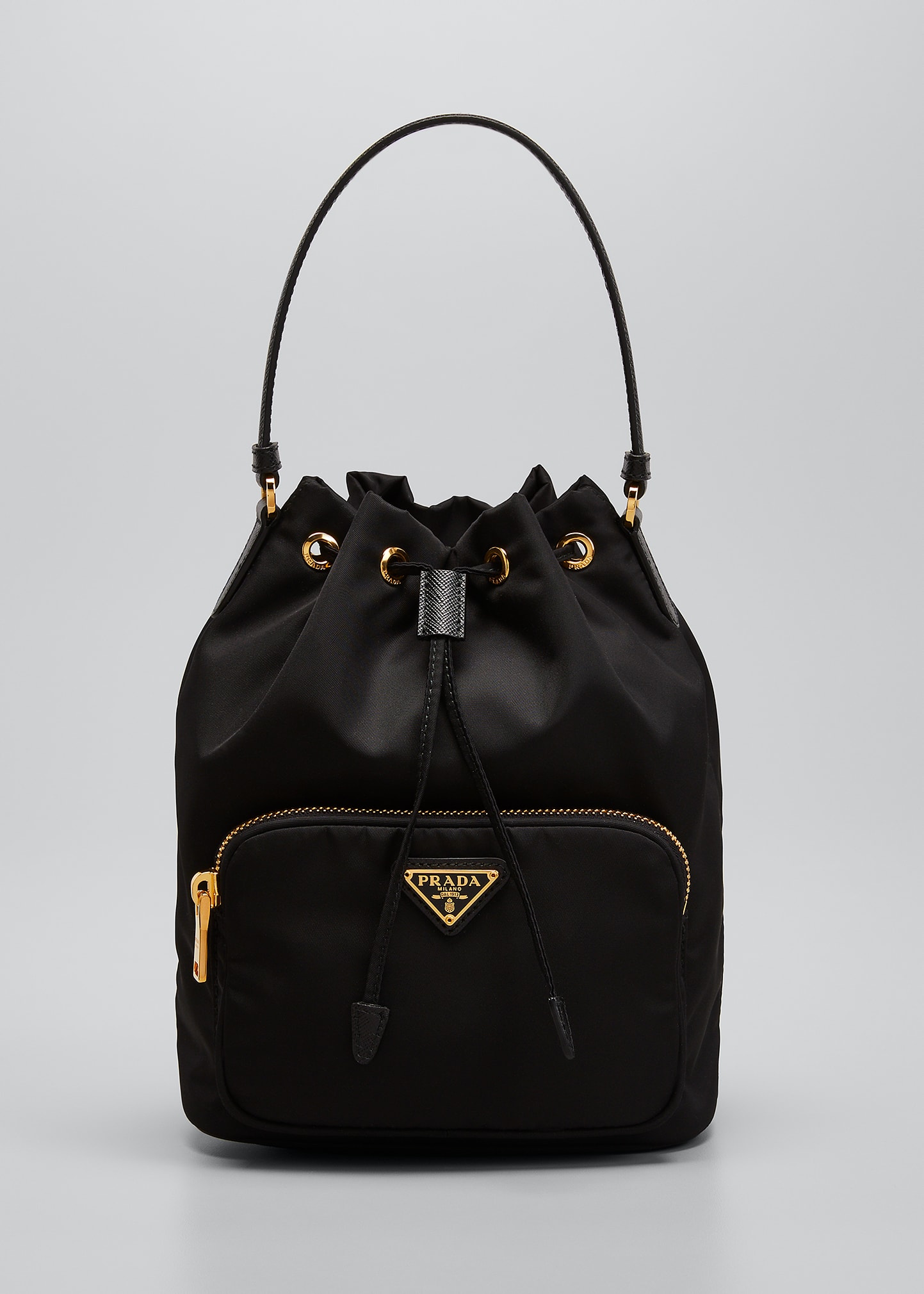 Prada Re-nylon Drawstring Crossbody Bag In Black