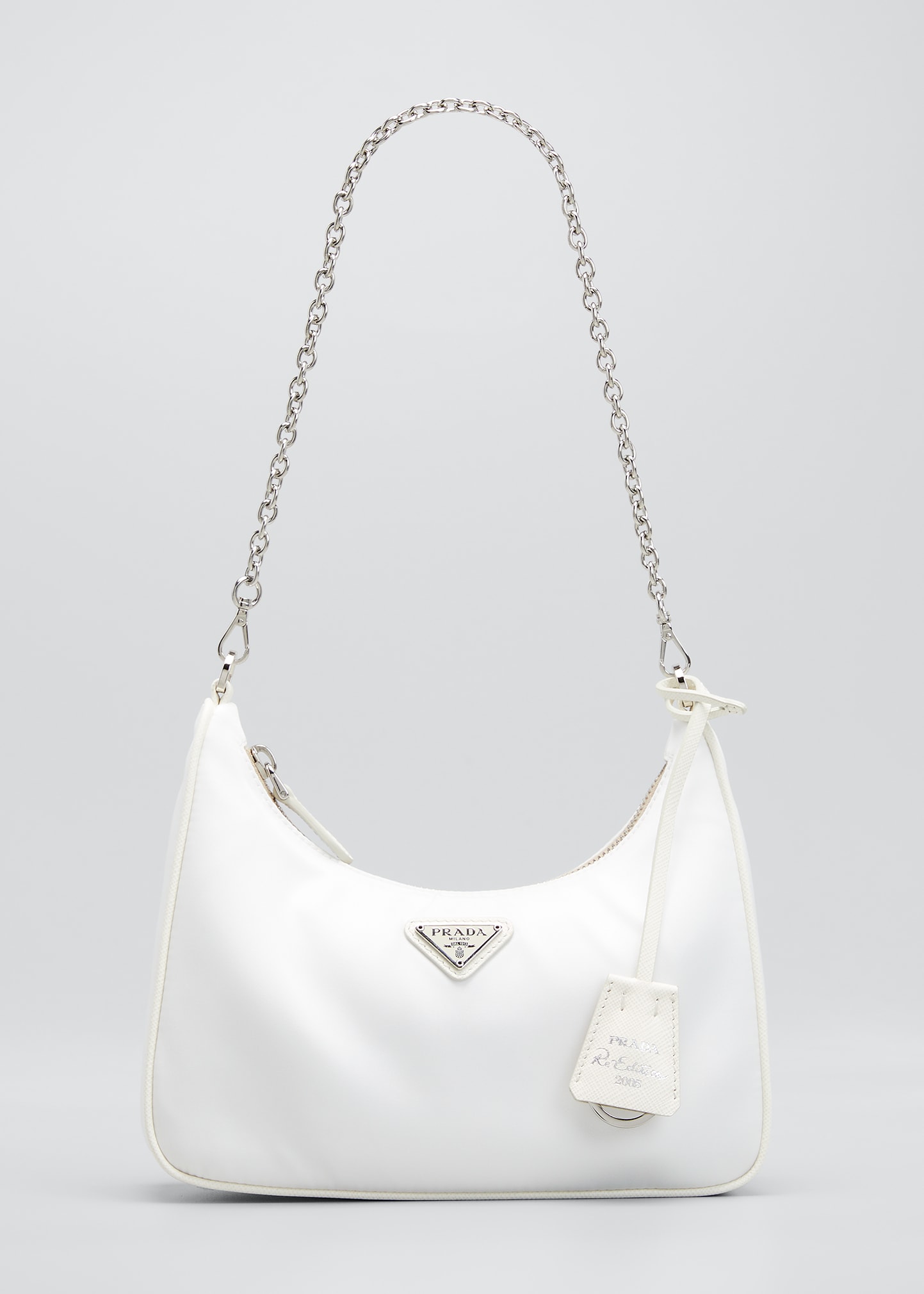 Re Edition 2005 Small Leather Shoulder Bag in White - Prada