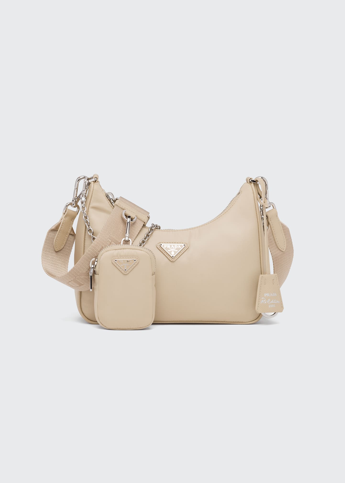 Prada Reedition 2005 Nylon Chain Shoulder Bag In Beige ModeSens