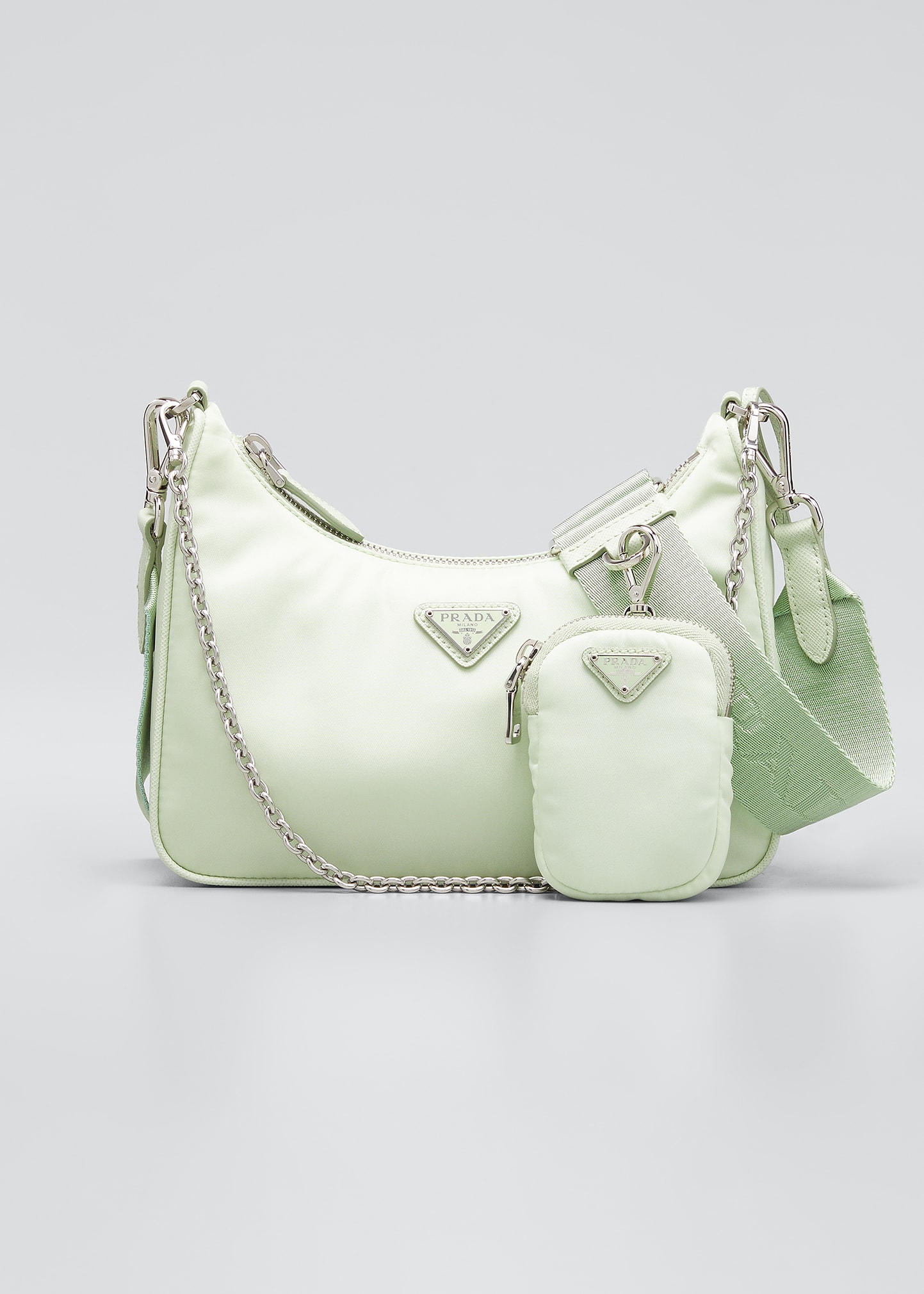 Prada Re-edition 2005 Nylon Chain Shoulder Bag In Green | ModeSens