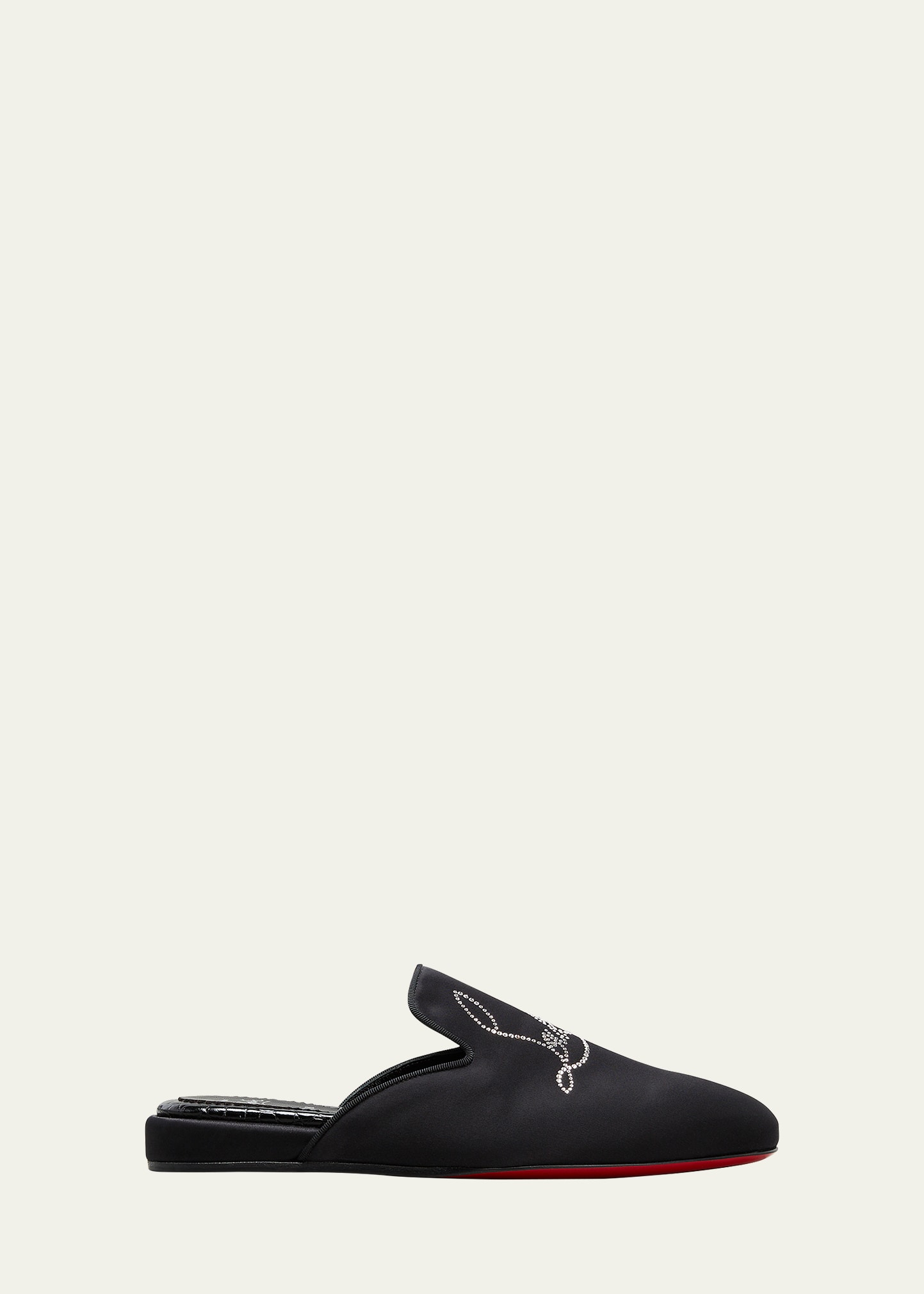 Christian Louboutin Coolito Silk Script Loafer Mules