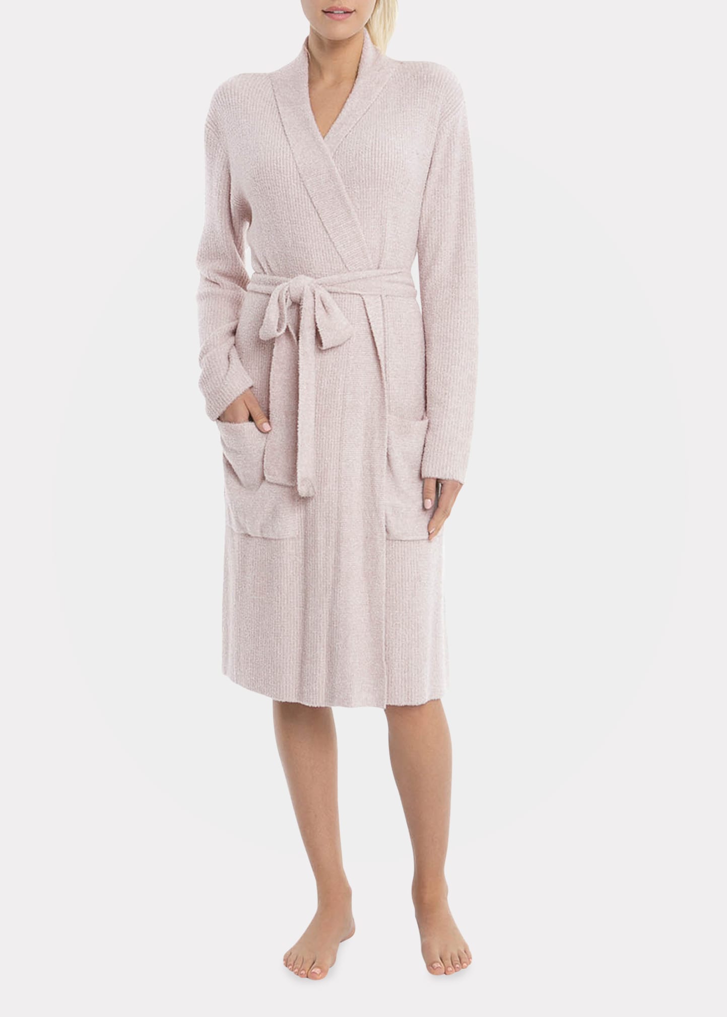 Barefoot Dreams Cozychic Lite Ribbed Robe In He Faded Rose Pea