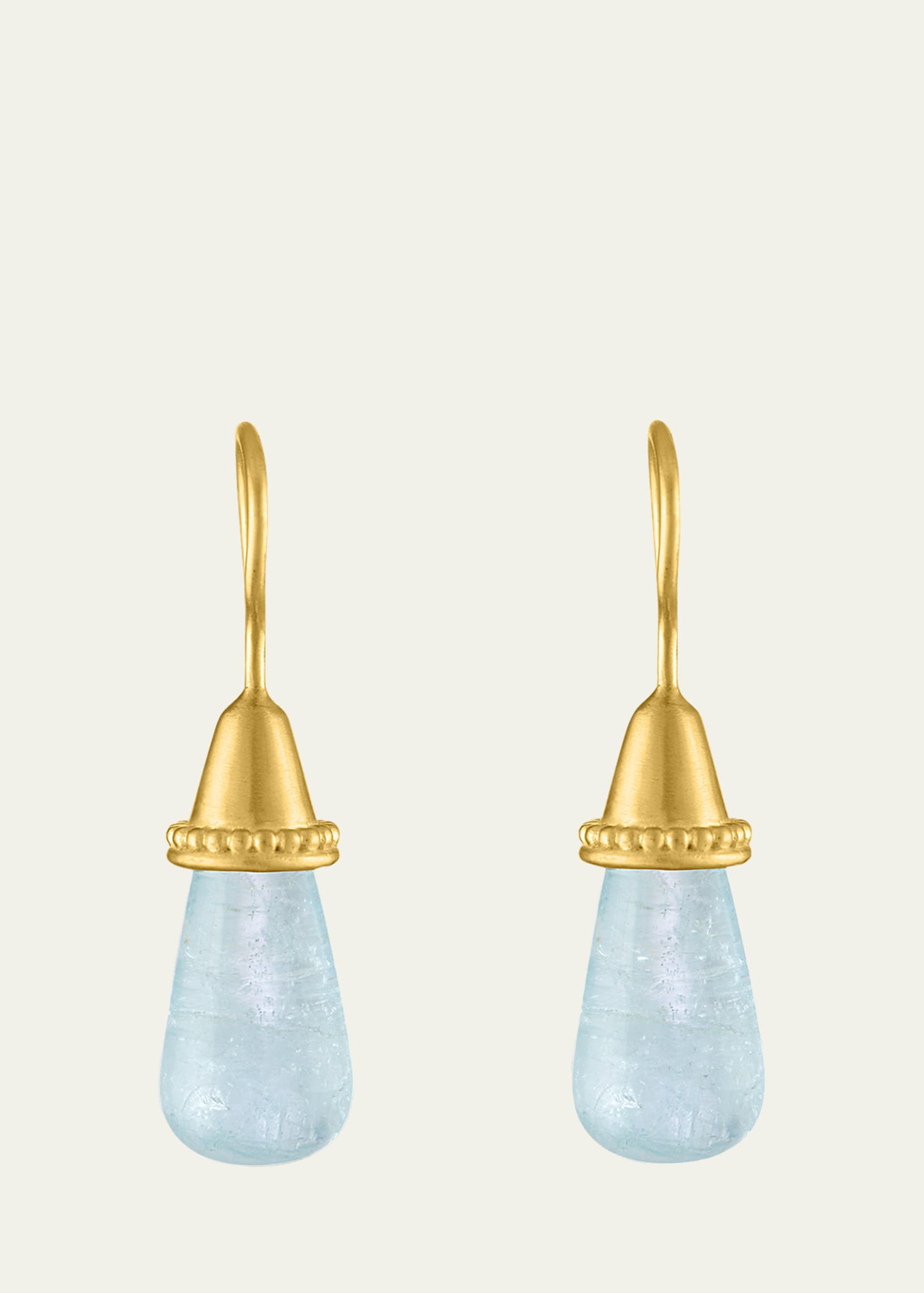 22k Gold Aquamarine Pileus Earrings