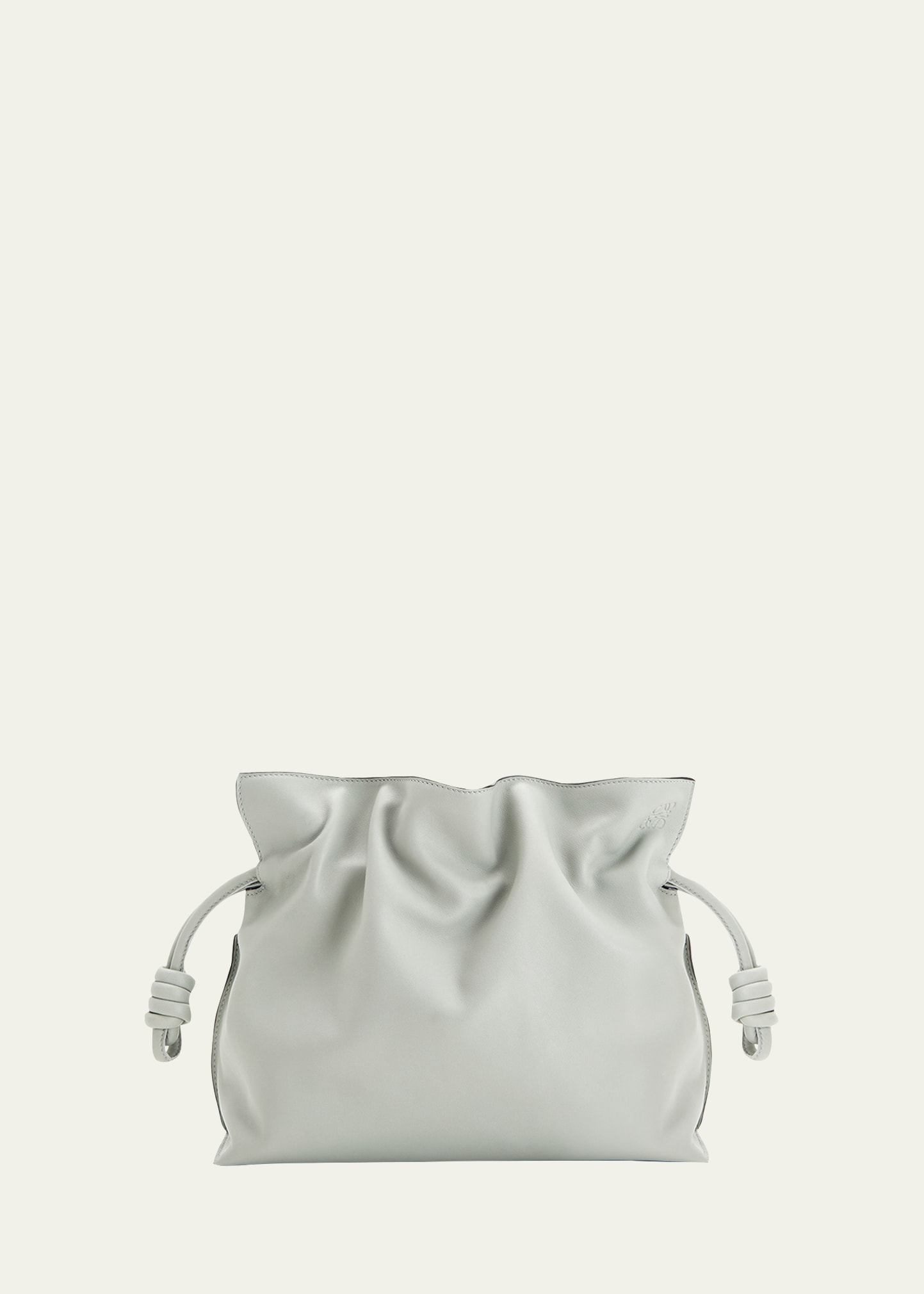 Loewe Flamenco Drawstring Knot Clutch Bag In Ash Grey