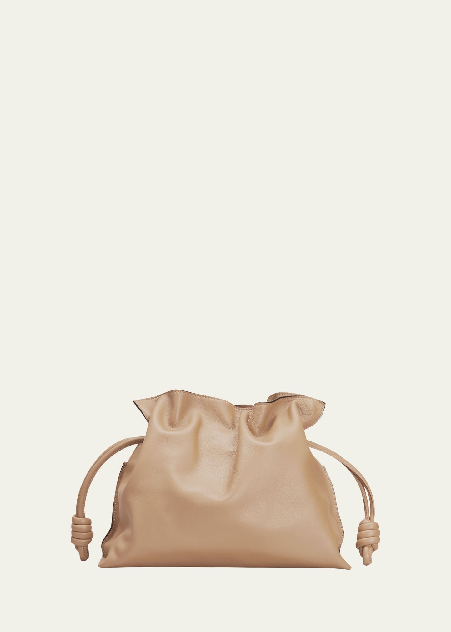 Loewe Flamenco Drawstring Knot Clutch Bag In Nude