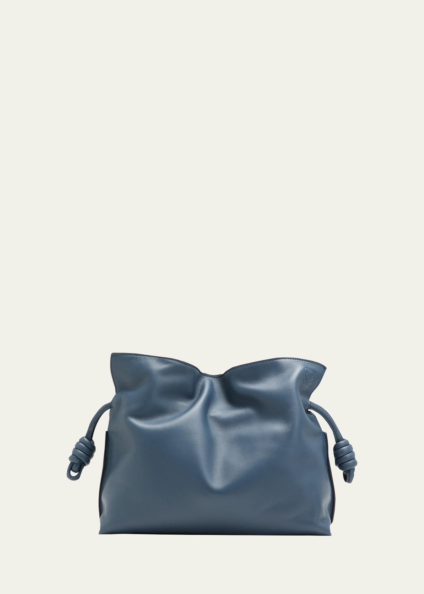 Loewe Flamenco Drawstring Knot Clutch Bag In Onyx Blue