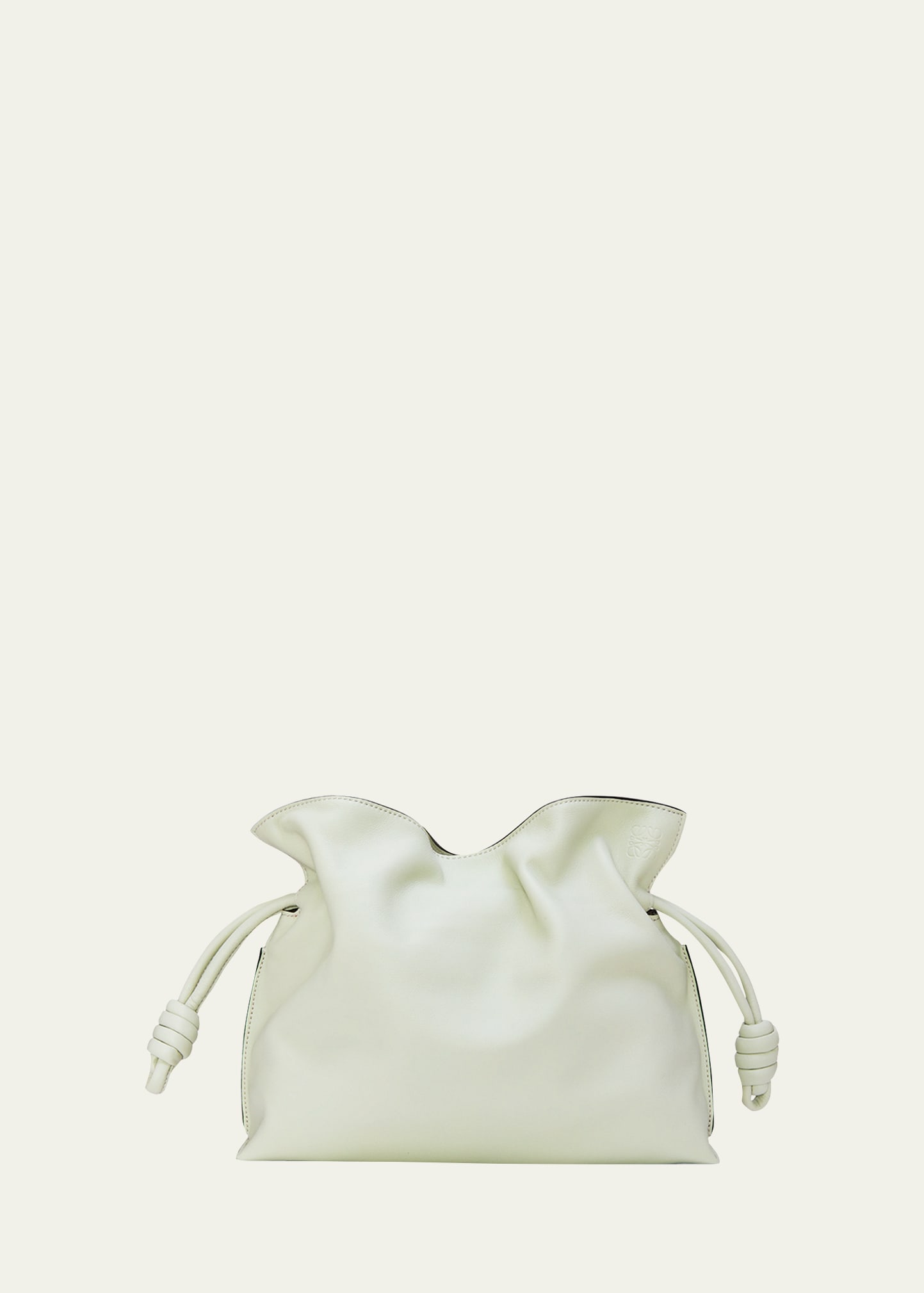 Loewe Flamenco Drawstring Knot Clutch Bag In Light Celadon
