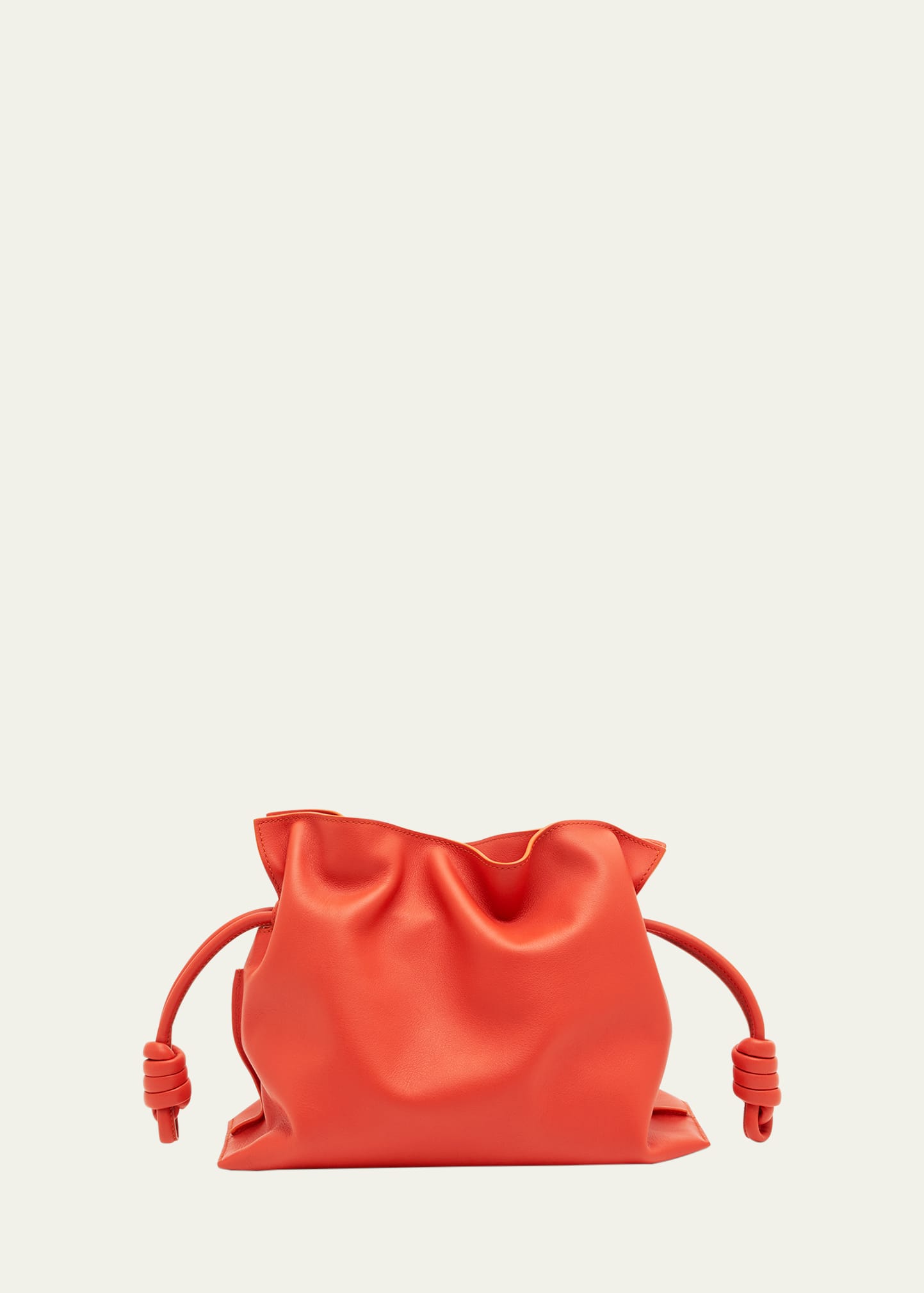 Loewe Flamenco Drawstring Knot Clutch Bag In Sunrise Orange