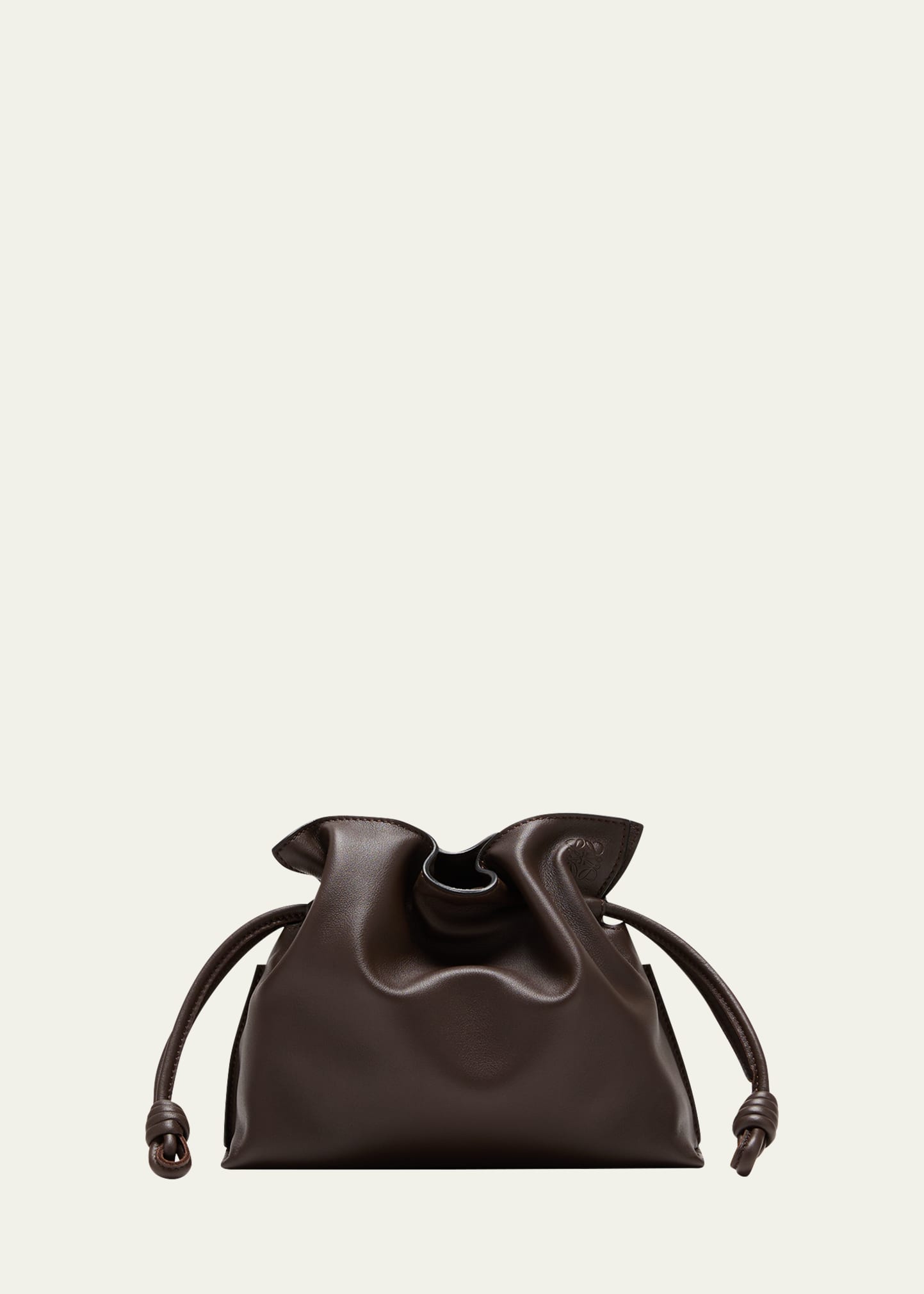 Shop Loewe Flamenco Mini Clutch Bag In Napa Leather With Blind Embossed Anagram In Clay Green