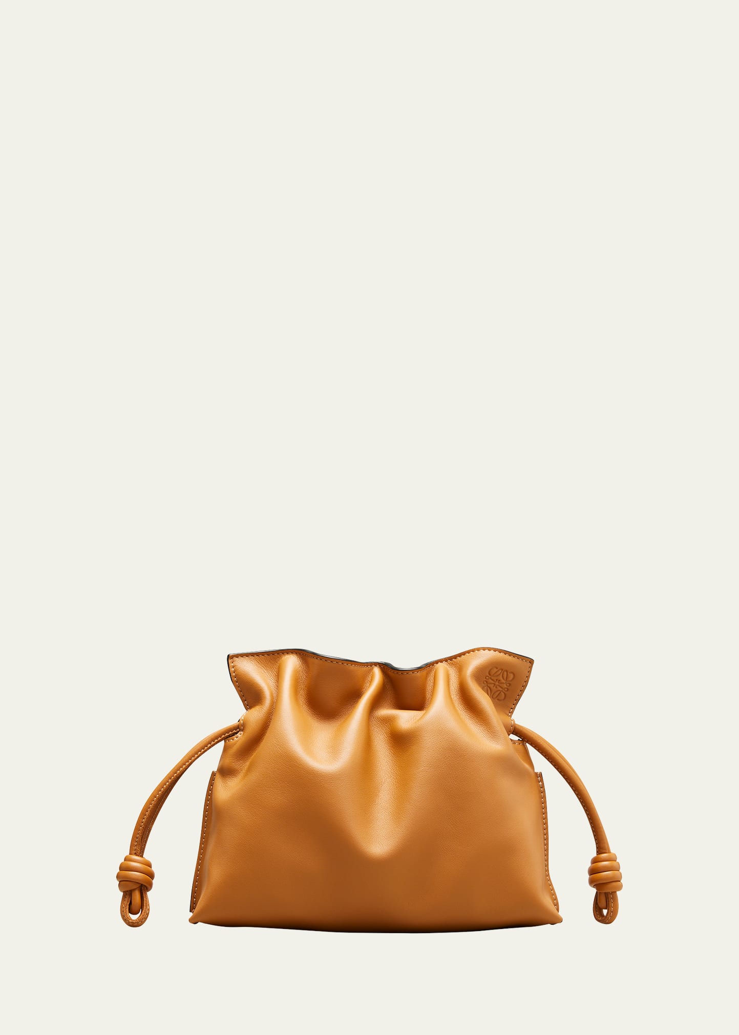Loewe Flamenco Mini Napa Drawstring Clutch Bag In Warm Desert