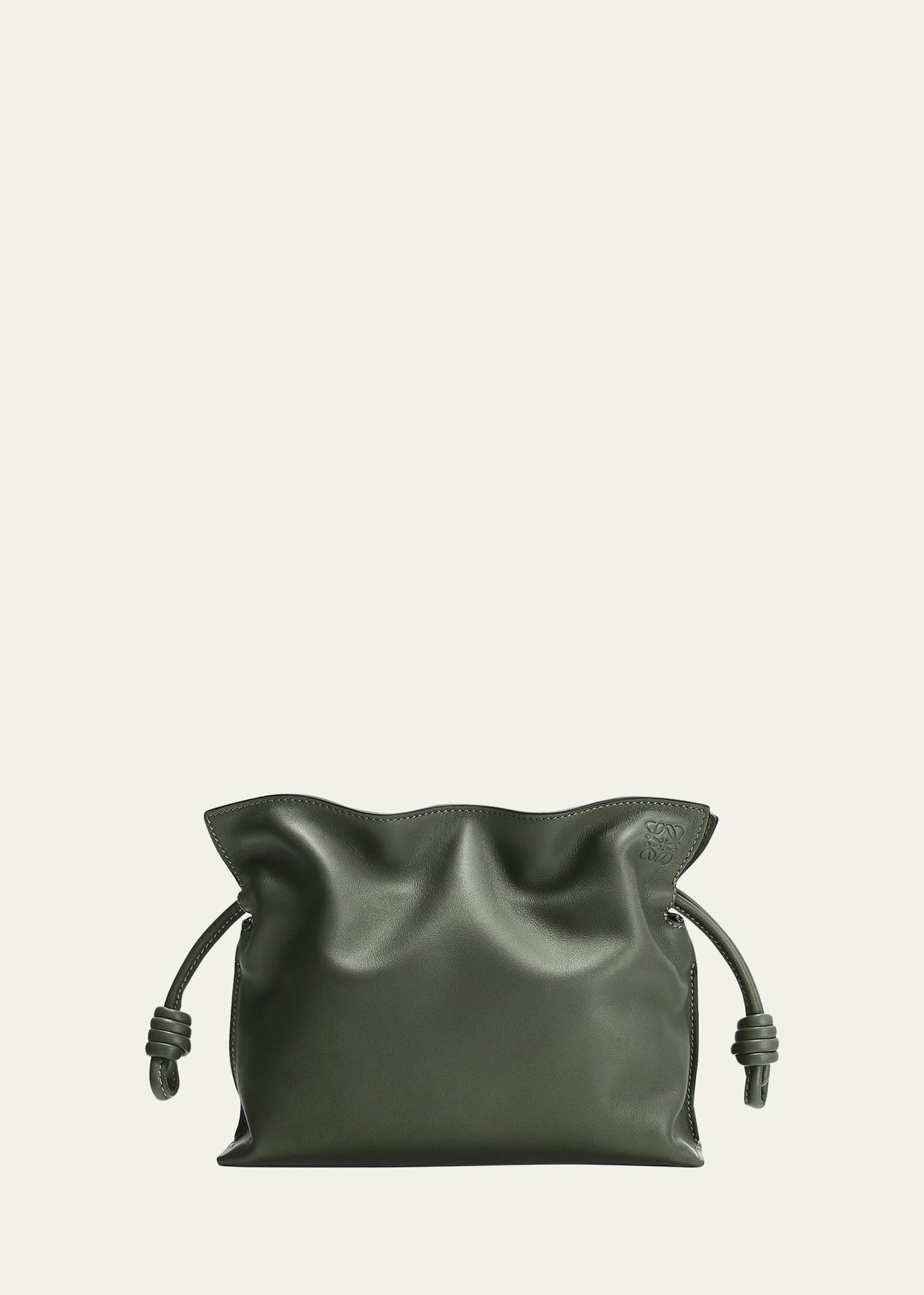 Loewe Flamenco Mini Napa Drawstring Clutch Bag In Khaki