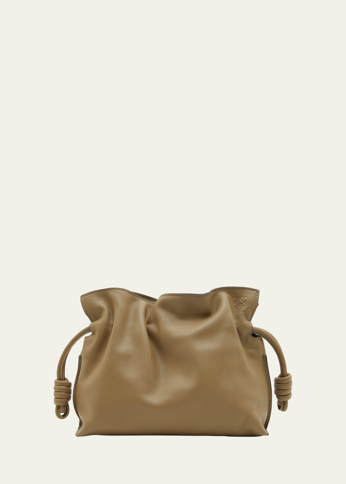 Loewe Flamenco Mini Napa Drawstring Clutch Bag In Clay Green